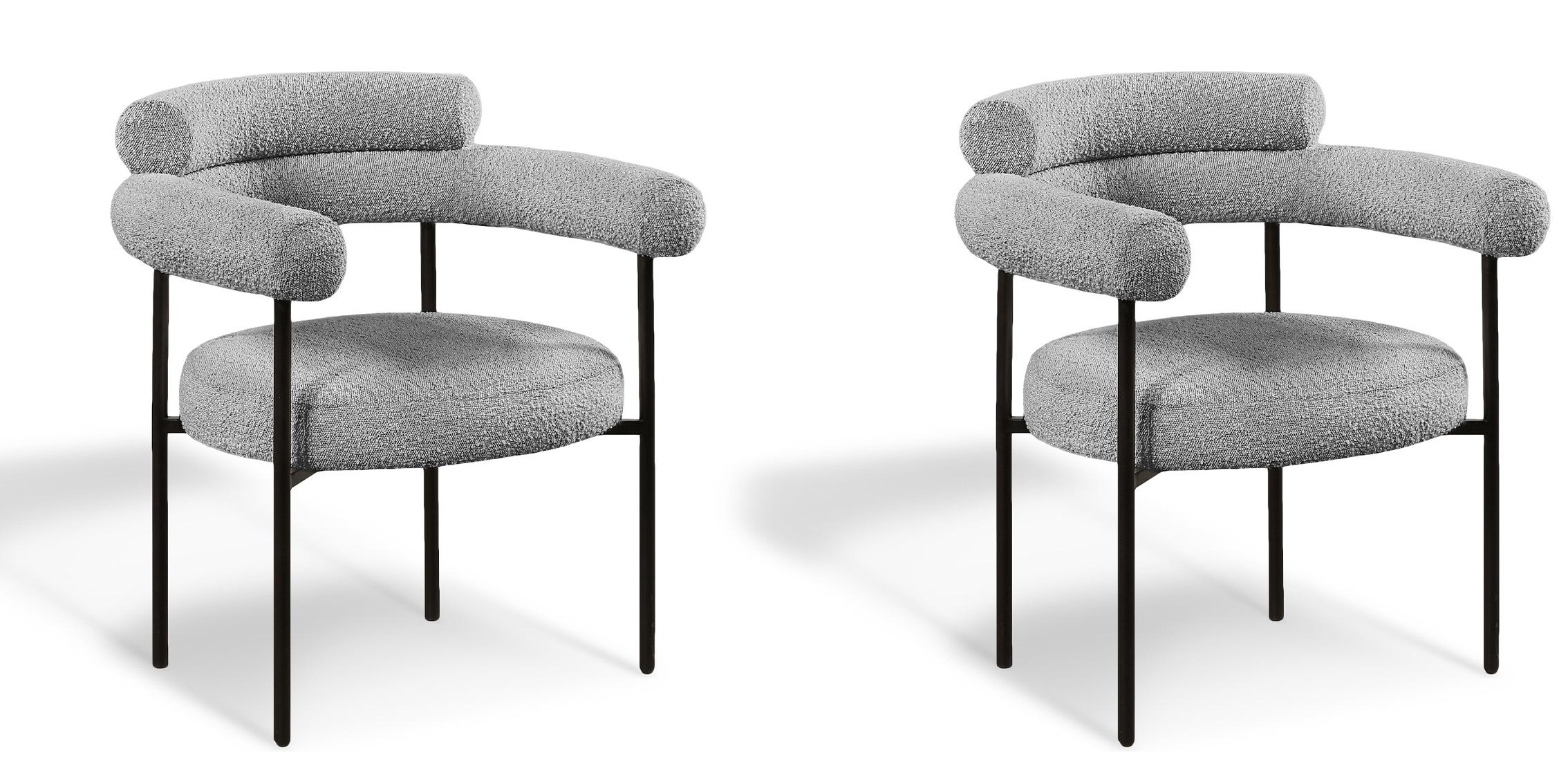 

    
Grey Boucle Fabric Dining Chair Set 2Pcs BLAKE 879Grey-C Meridian Modern
