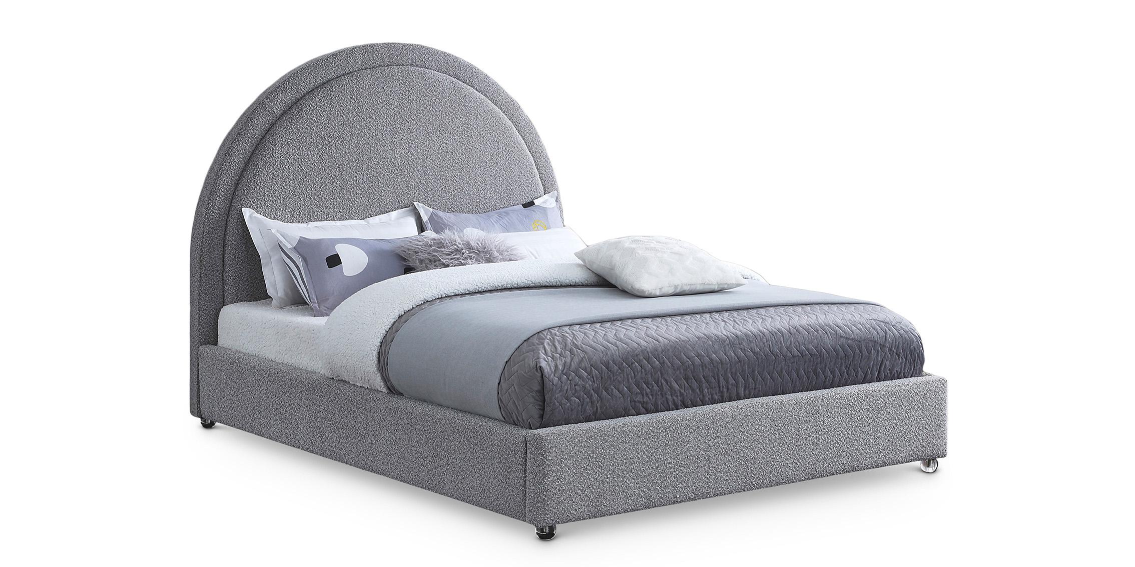 

    
Grey Boucle Fabric Full Bed MILO MiloGrey-F Meridian Contemporary Modern
