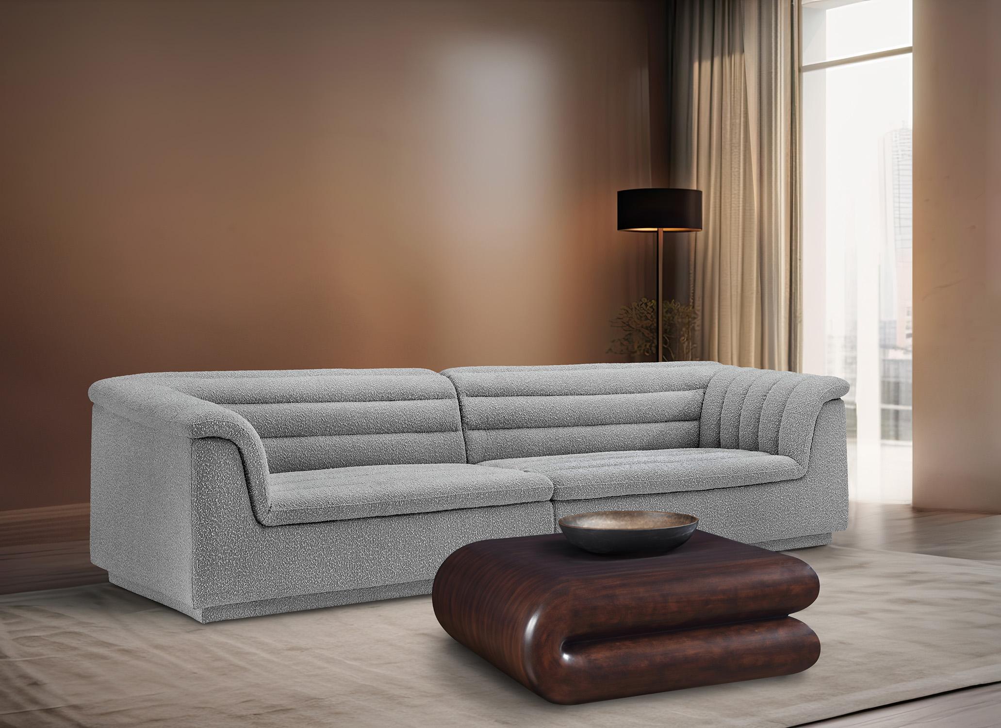 

    
Grey Boucle Fabric Modular Sofa CASCADE 193Grey-S119 Meridian Modern
