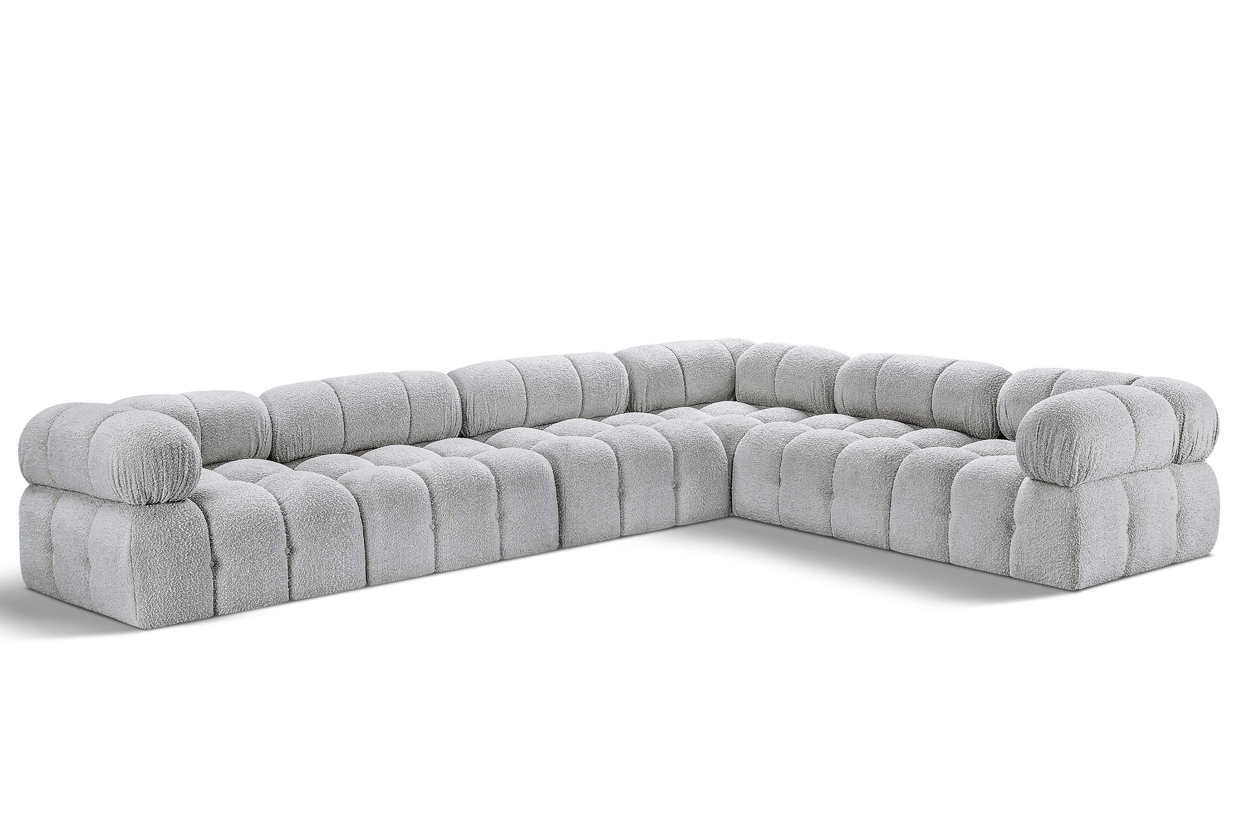 

    
Grey Boucle Modular Sectional Sofa AMES 611Grey-Sec6F Meridian Modern
