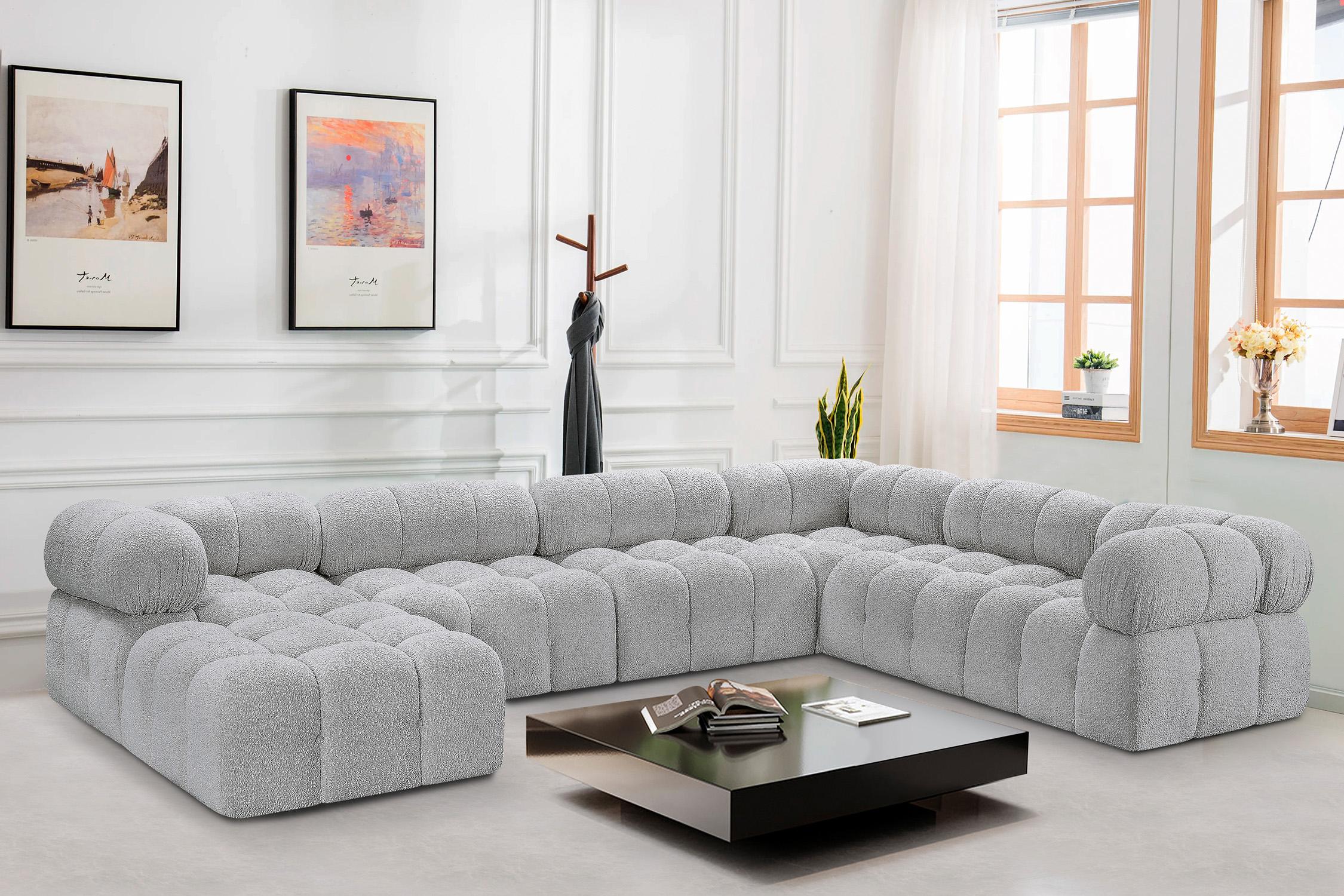 

    
Grey Boucle Modular Sectional Sofa AMES 611Grey-Sec7E Meridian Modern
