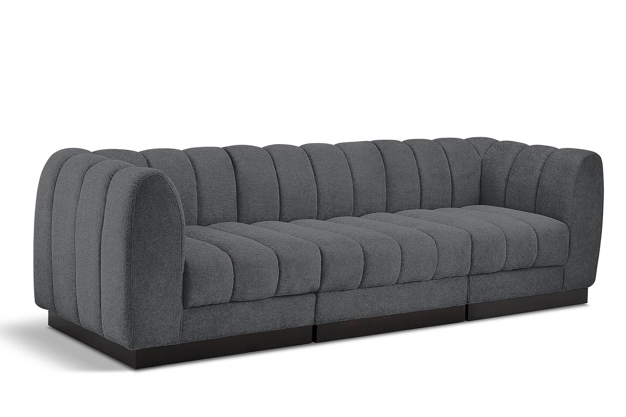 Contemporary, Modern Modular Sofa QUINN 124Grey-S101 124Grey-S101 in Gray Chenille