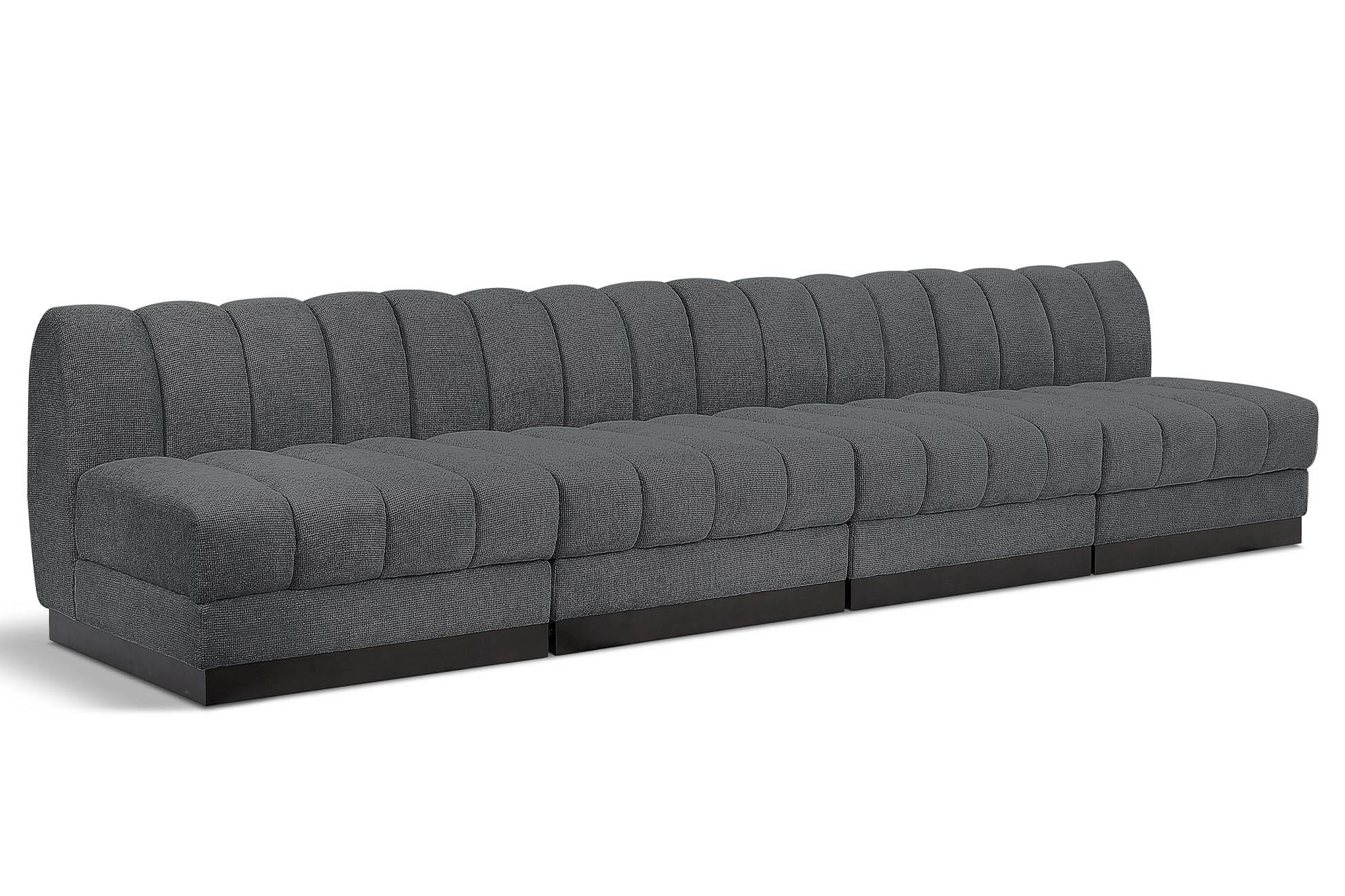 Contemporary, Modern Modular Sofa QUINN 124Grey-S128 124Grey-S128 in Gray Chenille