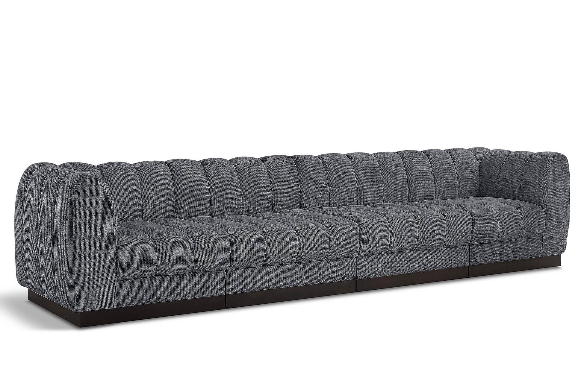 Contemporary, Modern Modular Sofa QUINN 124Grey-S133 124Grey-S133 in Gray Chenille