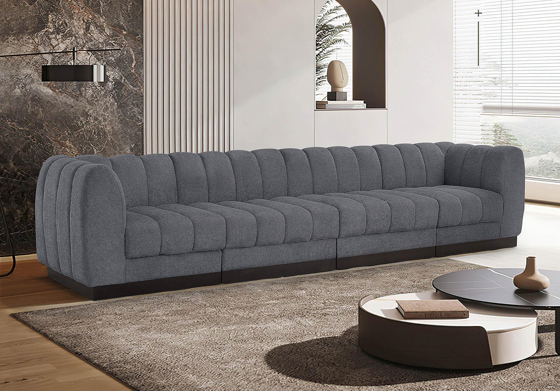

    
Grey Chenille Modular Sofa QUINN 124Grey-S133 Meridian Contemporary Modern
