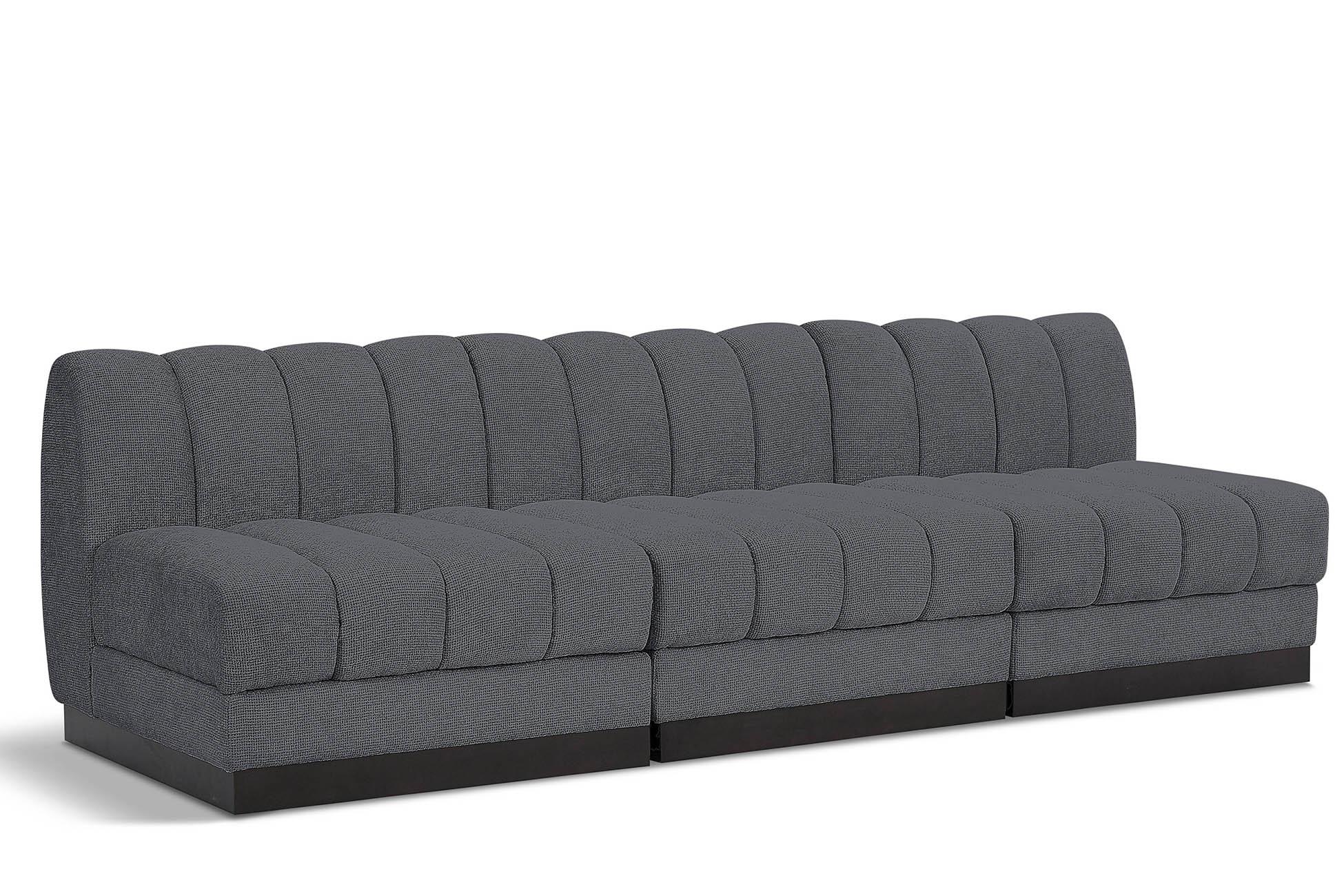 Contemporary, Modern Modular Sofa QUINN 124Grey-S96 124Grey-S96 in Gray Chenille