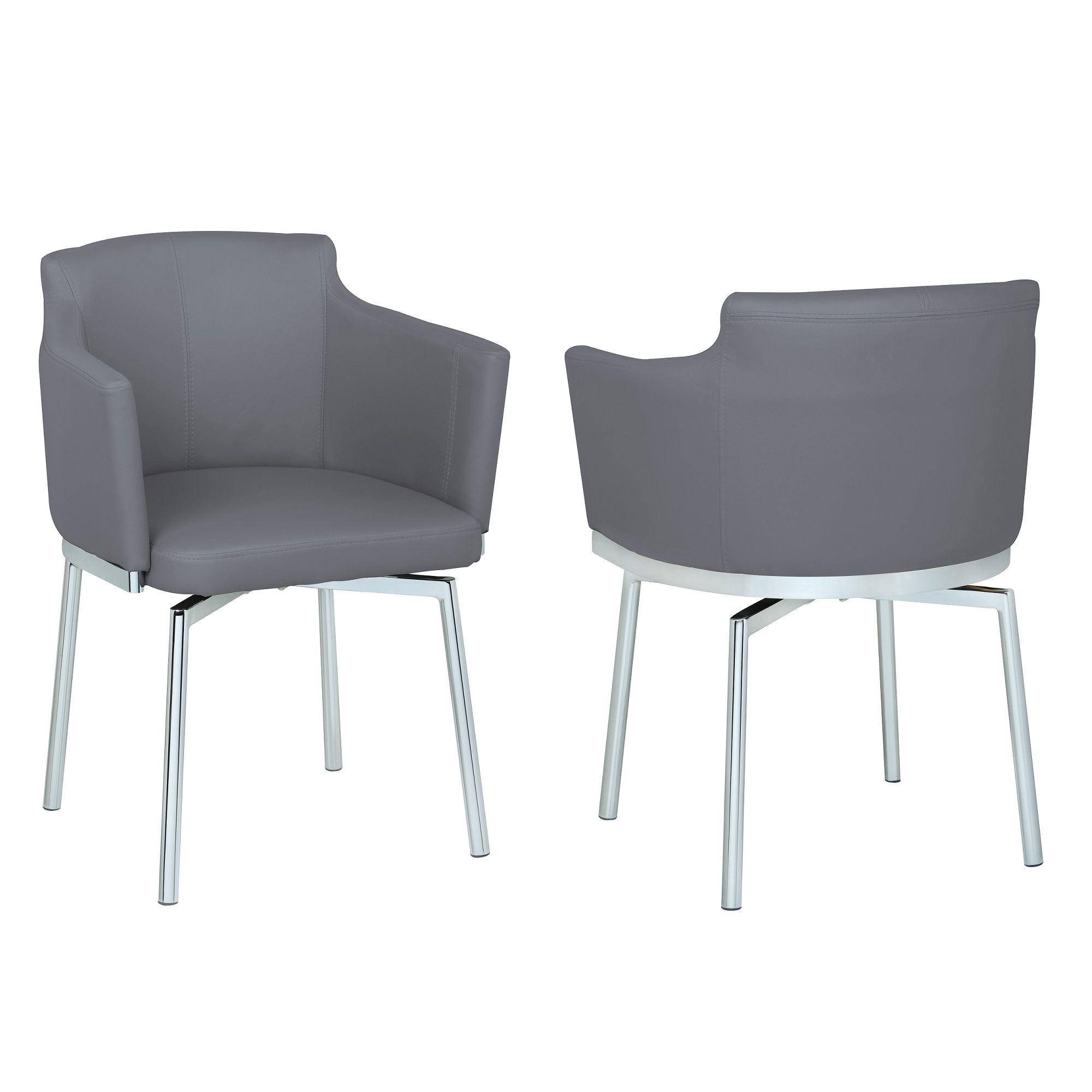 Modern Dining Chair Set Dusty DUSTY-AC-GRY-KD-Set-2 in Gray Eco Leather