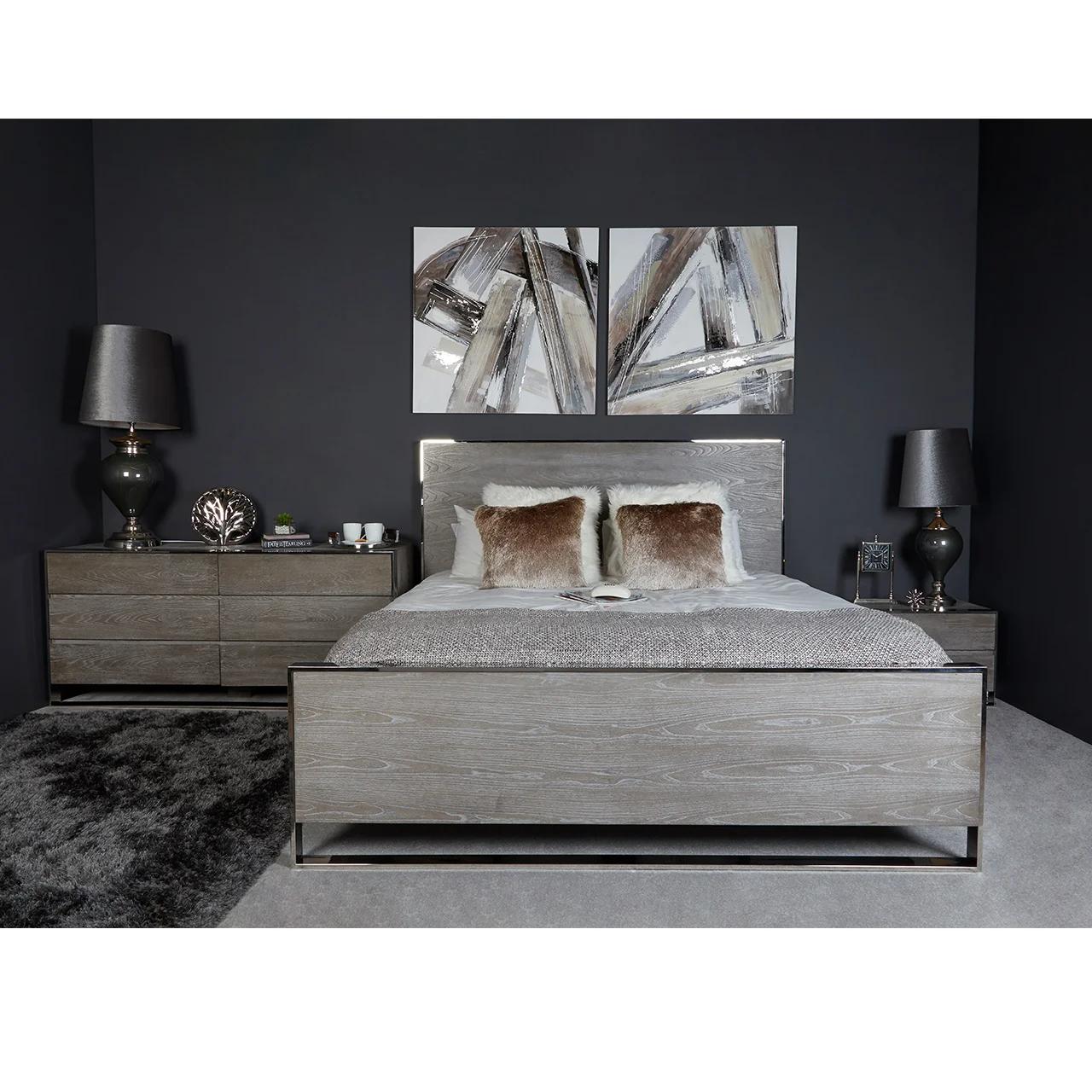 

    
 Photo  Grey Elm & Stainless Steel Queen Panel Bedroom Set 5Pcs by VIG Modrest Charlene
