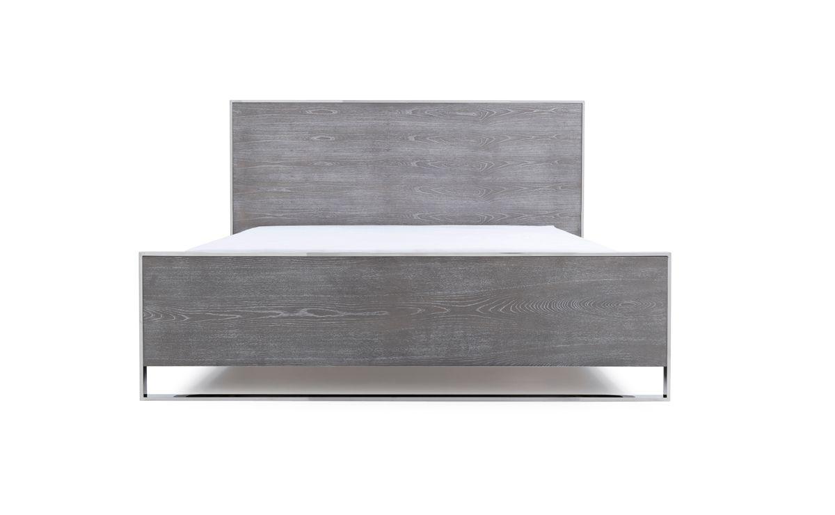 

    
Grey Elm & Stainless Steel King Size Panel Bed by VIG Modrest Charlene
