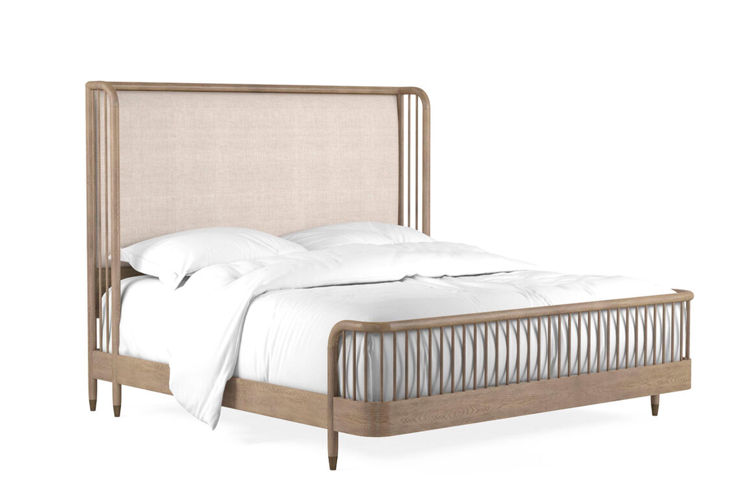 

    
Grey Elm Upholstered Shelter King Bed 313136-2803 FINN A.R.T. Vintage Modern
