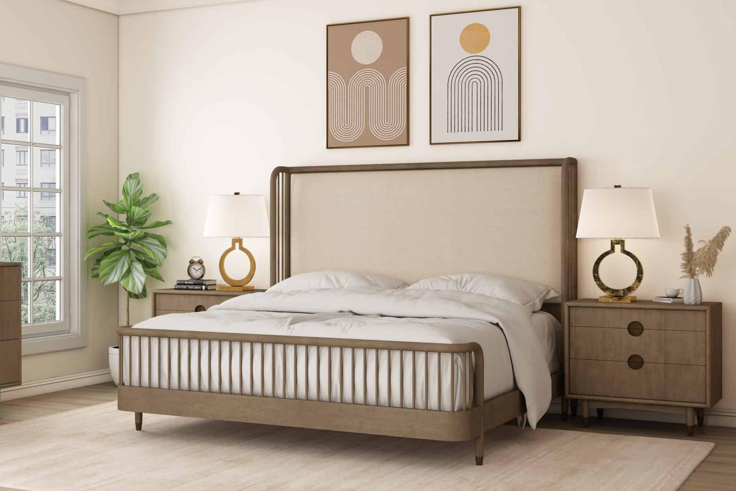Contemporary Panel Bedroom Set FINN 313136-2803 313136-2803-Set-3 in Elm, Brown Fabric