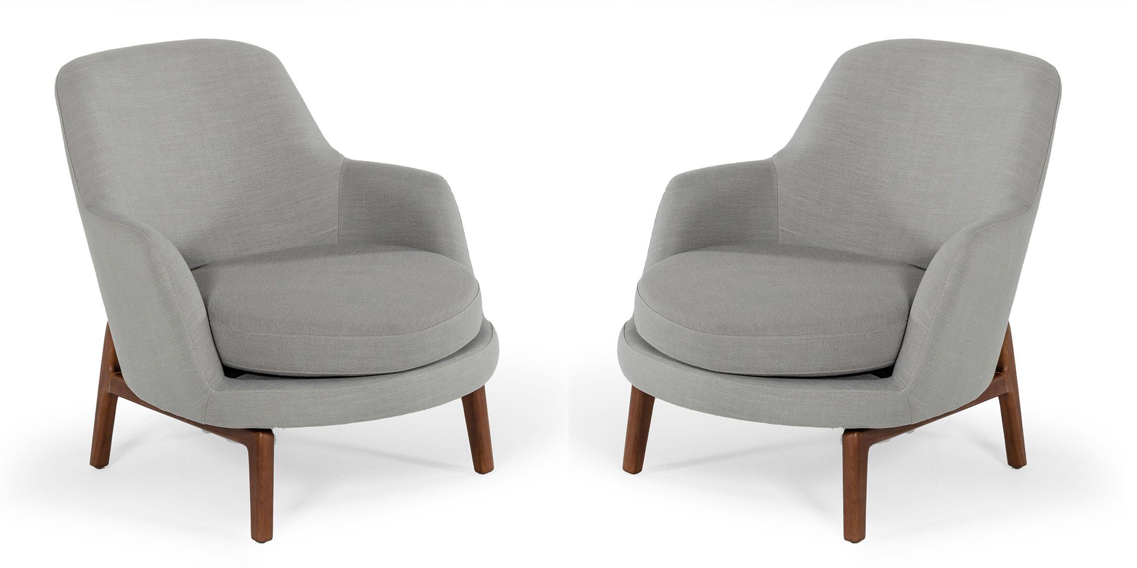 Contemporary, Modern Arm Chair Set VGUIMY465-GREY-Set-2 VGUIMY465-GREY-Set-2 in Gray Linen
