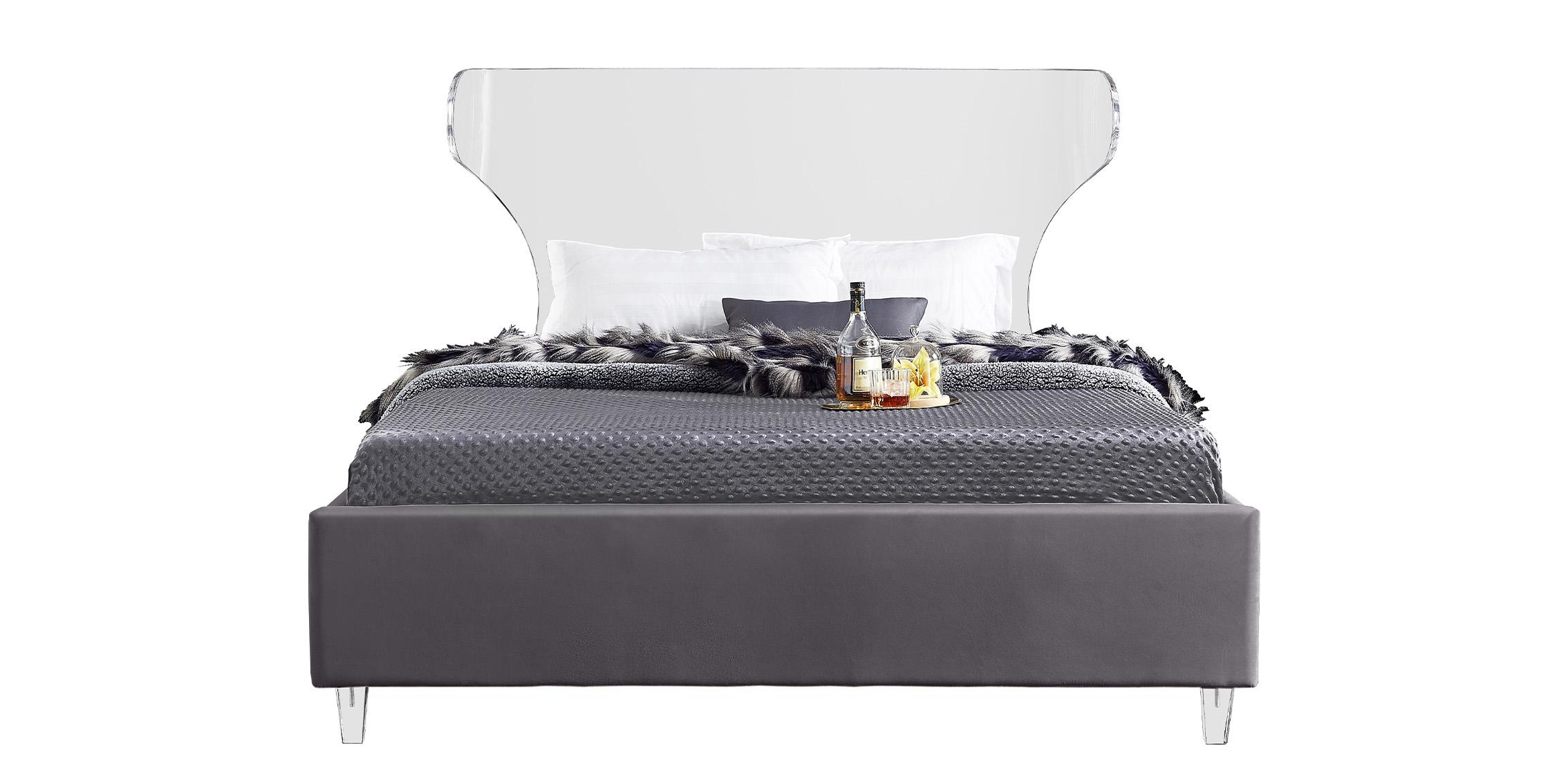 

    
Grey Fabric & Acrylic Headboard Full Bed GHOST Grey-F Meridian Contemporary
