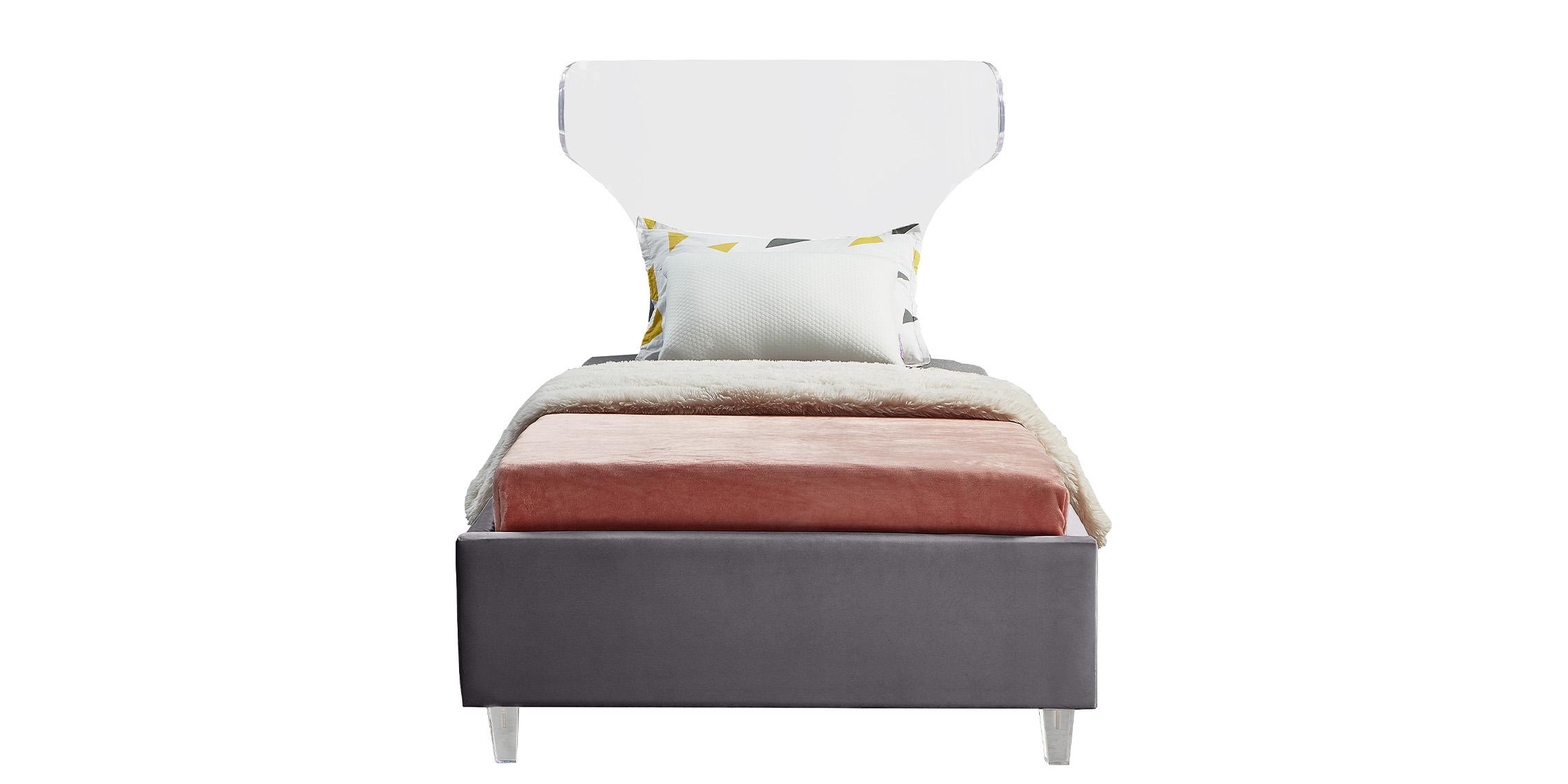 Contemporary, Modern Platform Bed GHOST GhostGrey-T GhostGrey-T in Gray Fabric