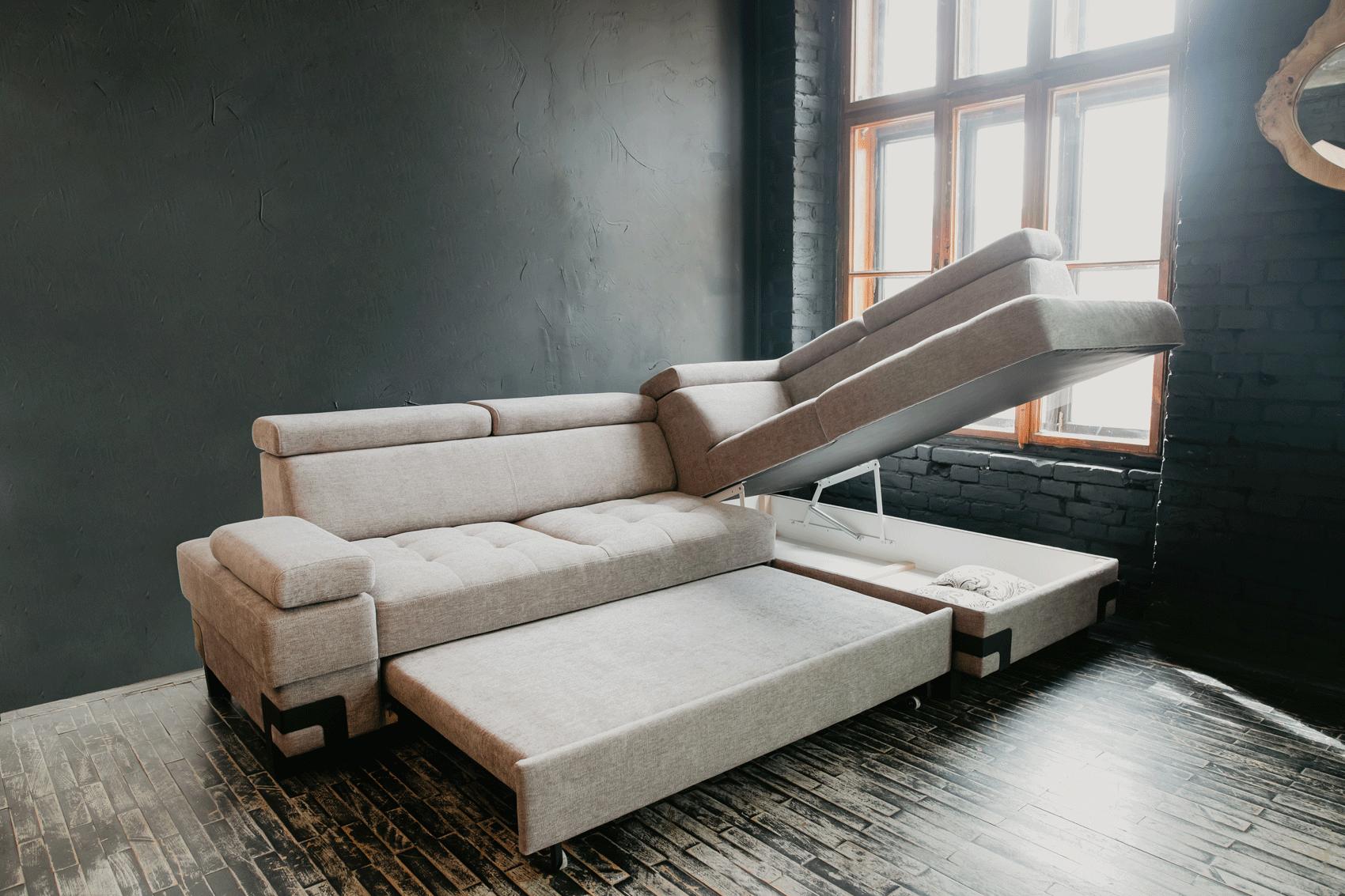 

    
Grey Fabric Garda Sectional Sofa Right w/ Bed & Storage Contemporary Modern
