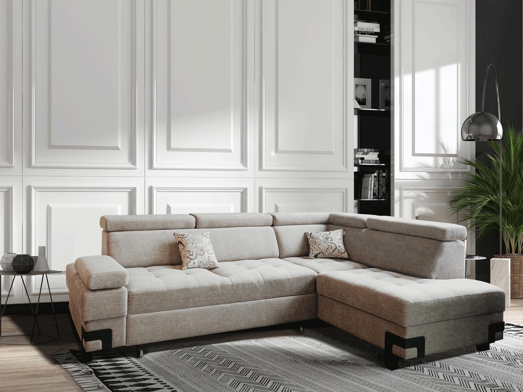 

    
Grey Fabric Garda Sectional Sofa Right w/ Bed & Storage Contemporary Modern
