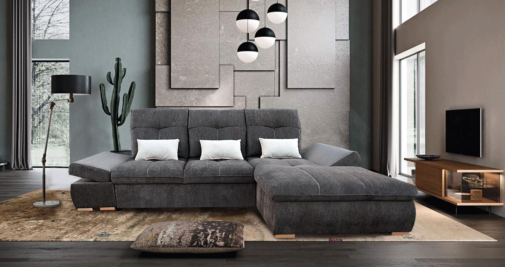 Contemporary, Modern Sectional Sofa Bed ESTERO ESTERO in Slate gray Fabric