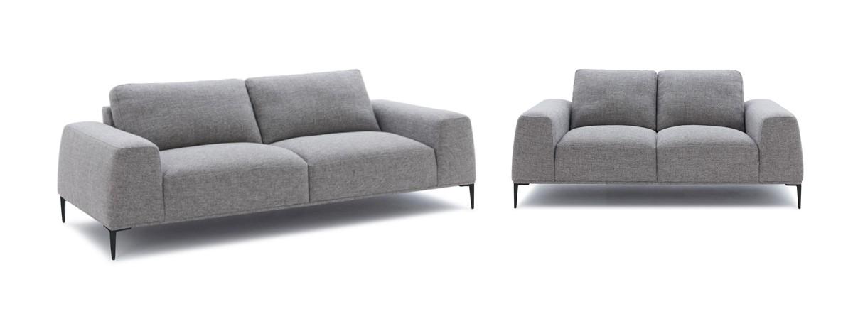 Modern Sofa Set SK - ARTHUR SOFA+LOVESEAT SET GREY FH10A/BLACK METAL LEG VGCF550-SET in Gray Fabric