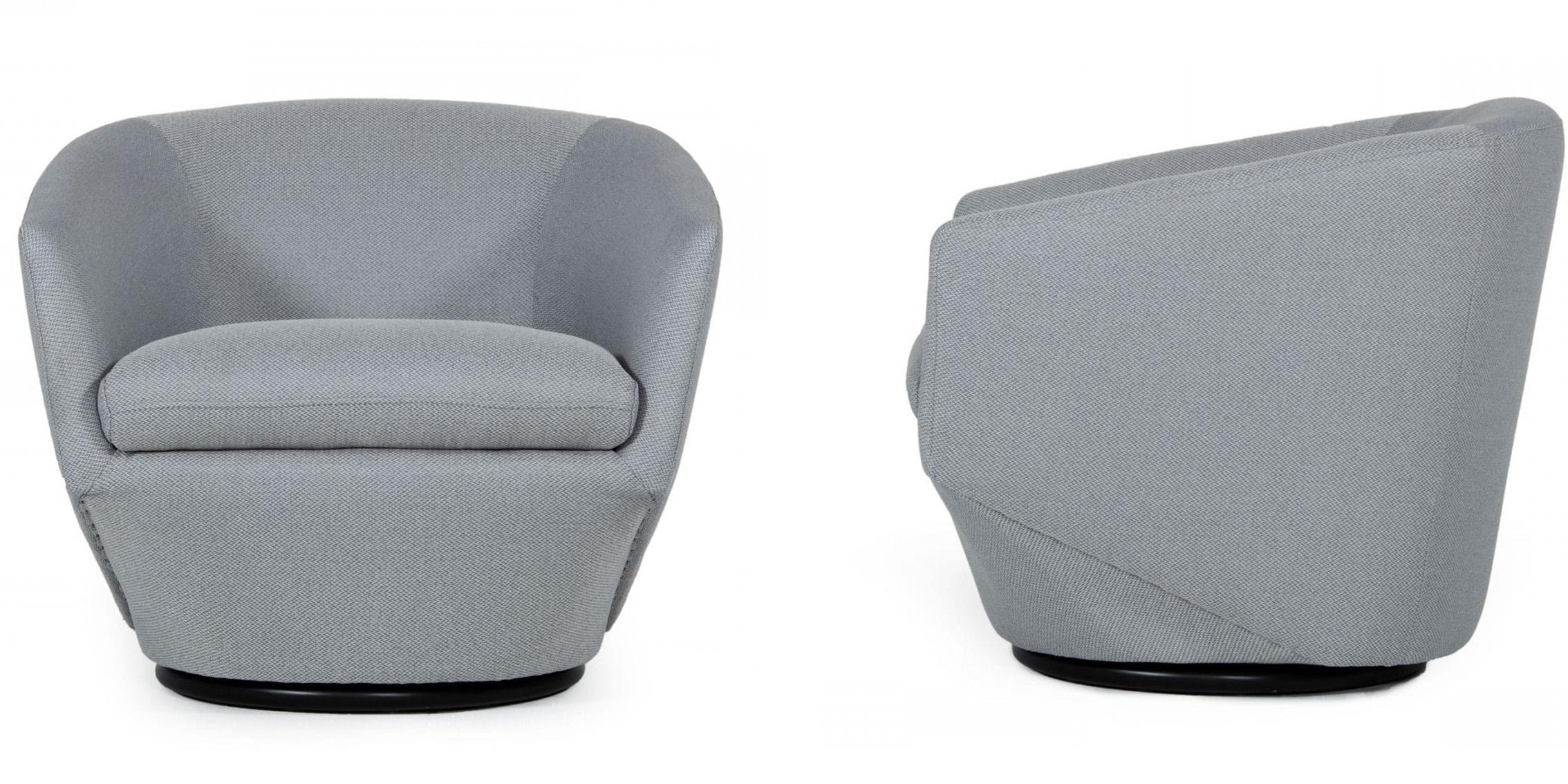 Contemporary, Modern Accent Chair Set VGKKKFA1032-GRY-3-Set-2 VGKKKFA1032-GRY-3-3-Set-2 in Gray Fabric
