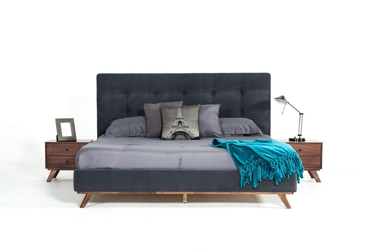 

    
Grey Fabric & Walnut King Panel Bedroom Set 3Pcs by VIG Modrest Addison
