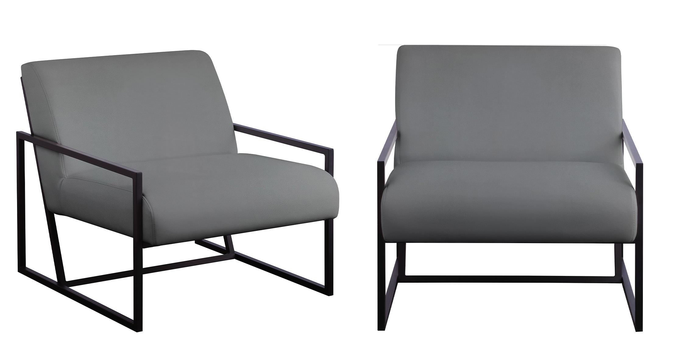 

    
Grey Faux Leather & Black Metal Chair Set 2Pcs INDUSTRY 535Grey Meridian Modern
