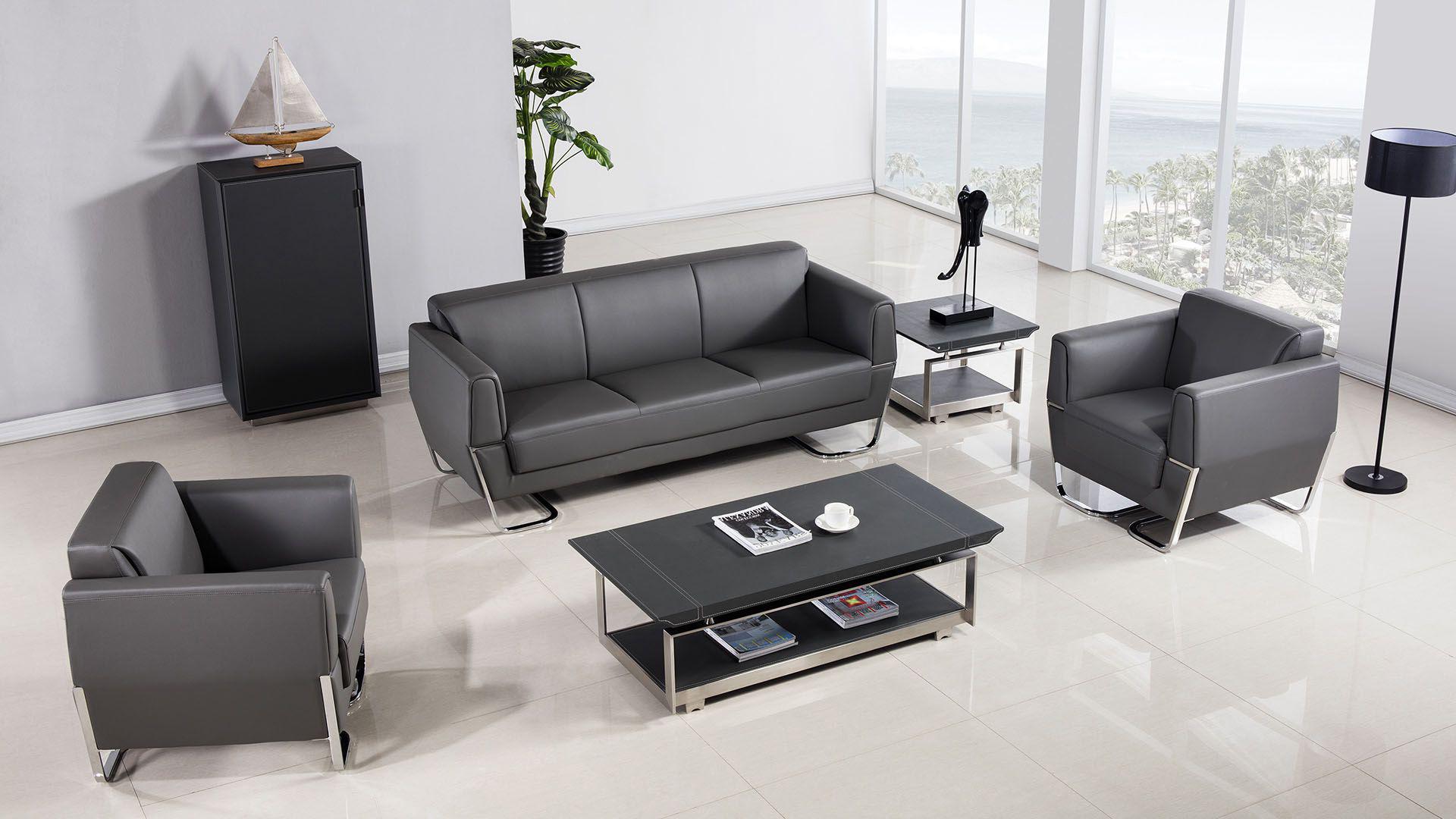 

    
Grey Faux Leather Conference Sofa Set 3Pcs AE-SF169 American Eagle Modern
