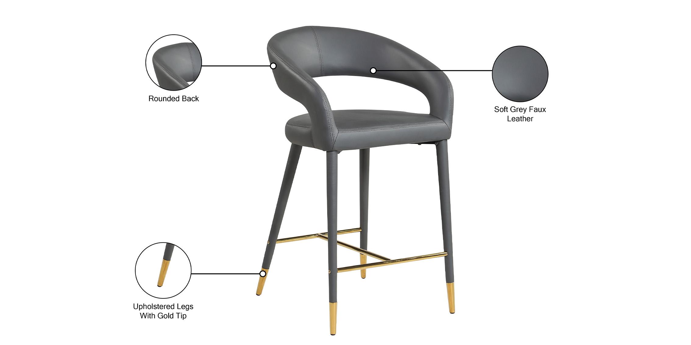 

        
Meridian Furniture DESTINY 541Grey-C Counter Stools Set Gray/Gold Faux Leather 094308263748

