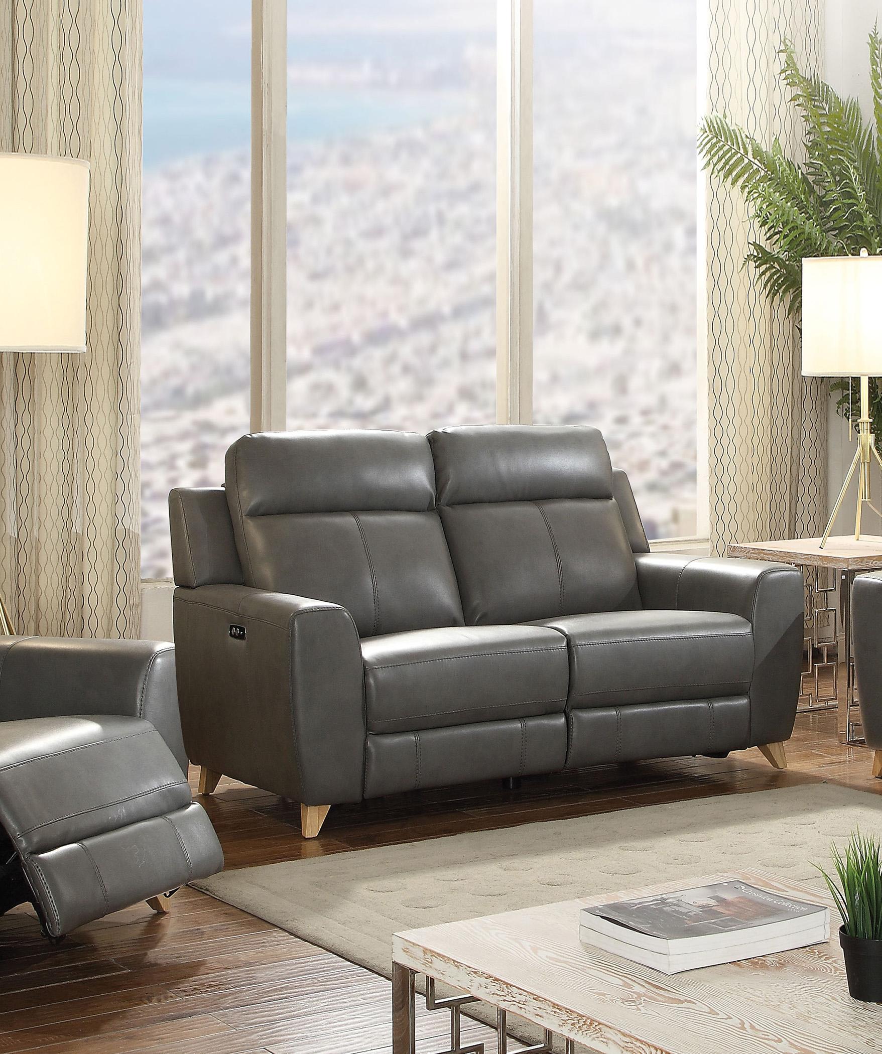 Contemporary Reclining Loveseat Cayden-54201 Cayden-54201 in Gray Faux Leather