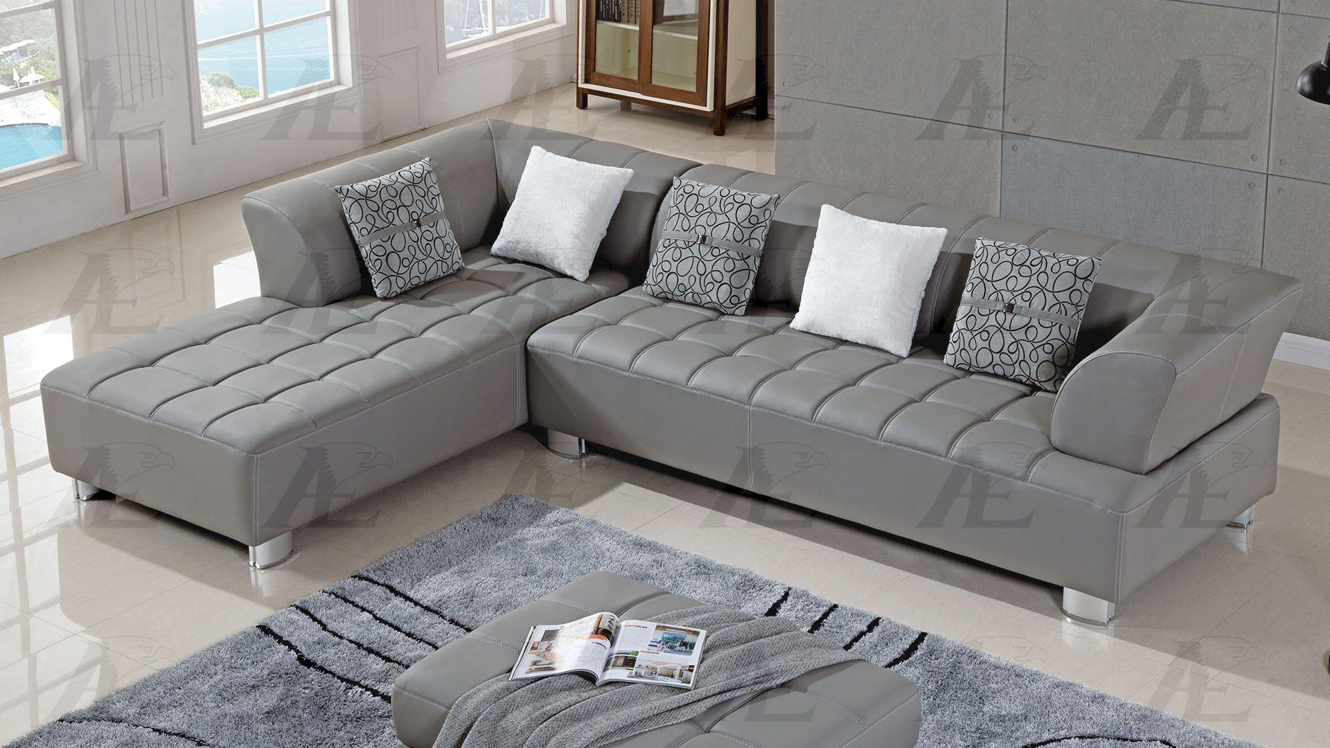 

        
American Eagle Furniture AE-L138-GR Sectional Sofa Set Gray Faux Leather 00842295103963
