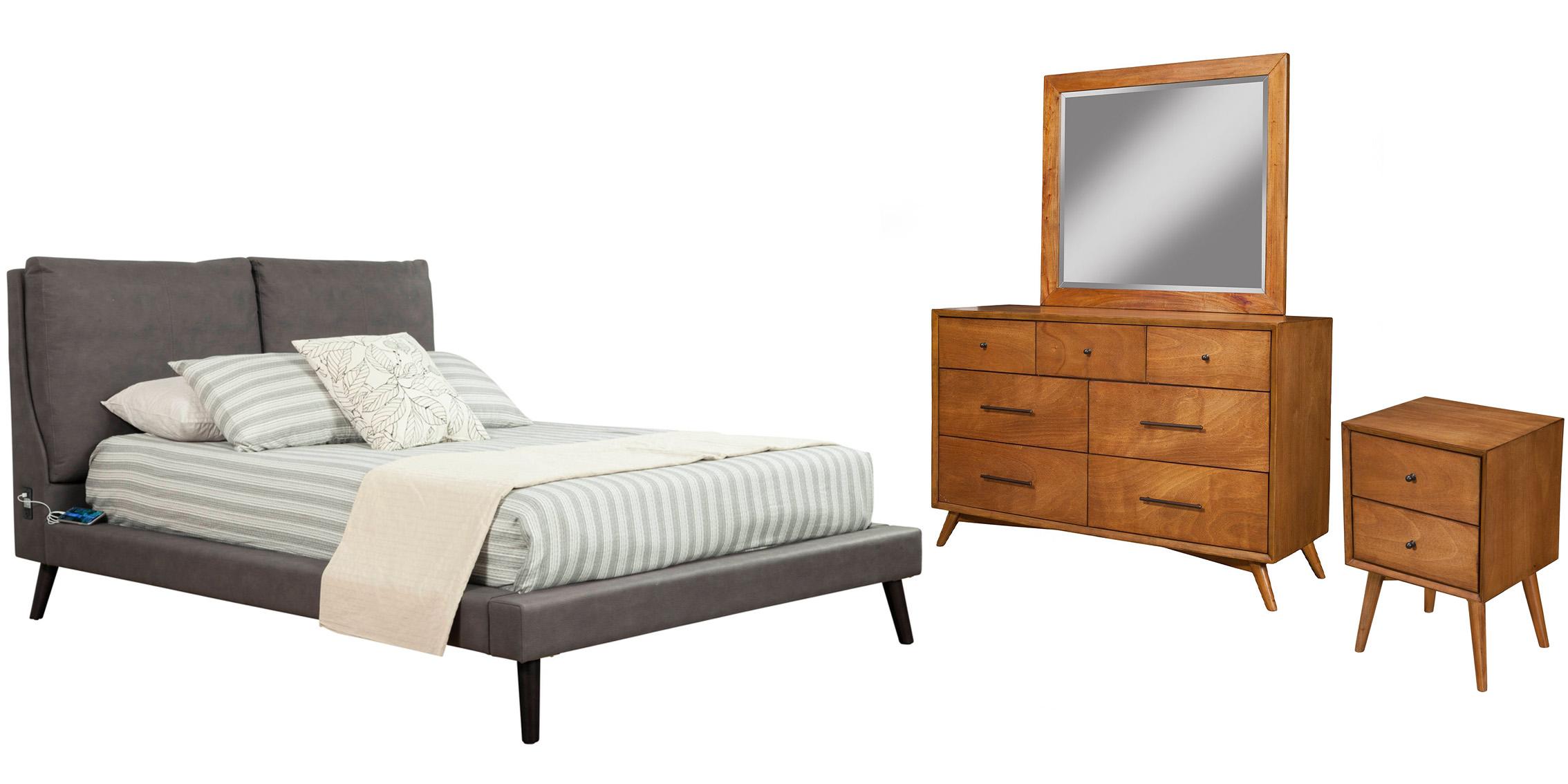 Modern, Traditional Platform Bedroom Set GABRIELA 9901CK-Set-4 in Gray 