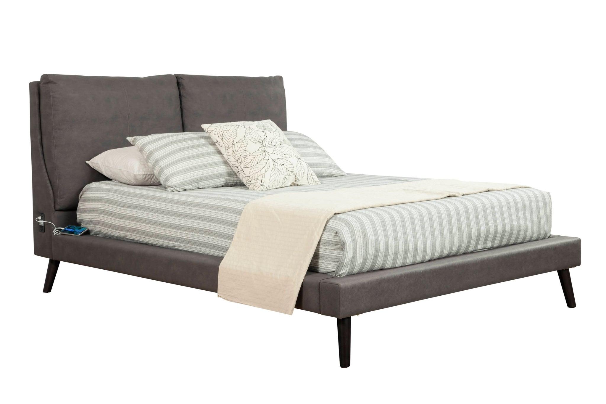 

    
Grey Faux Suede Full Platform Bed GABRIELA ALPINE Contemporary Modern
