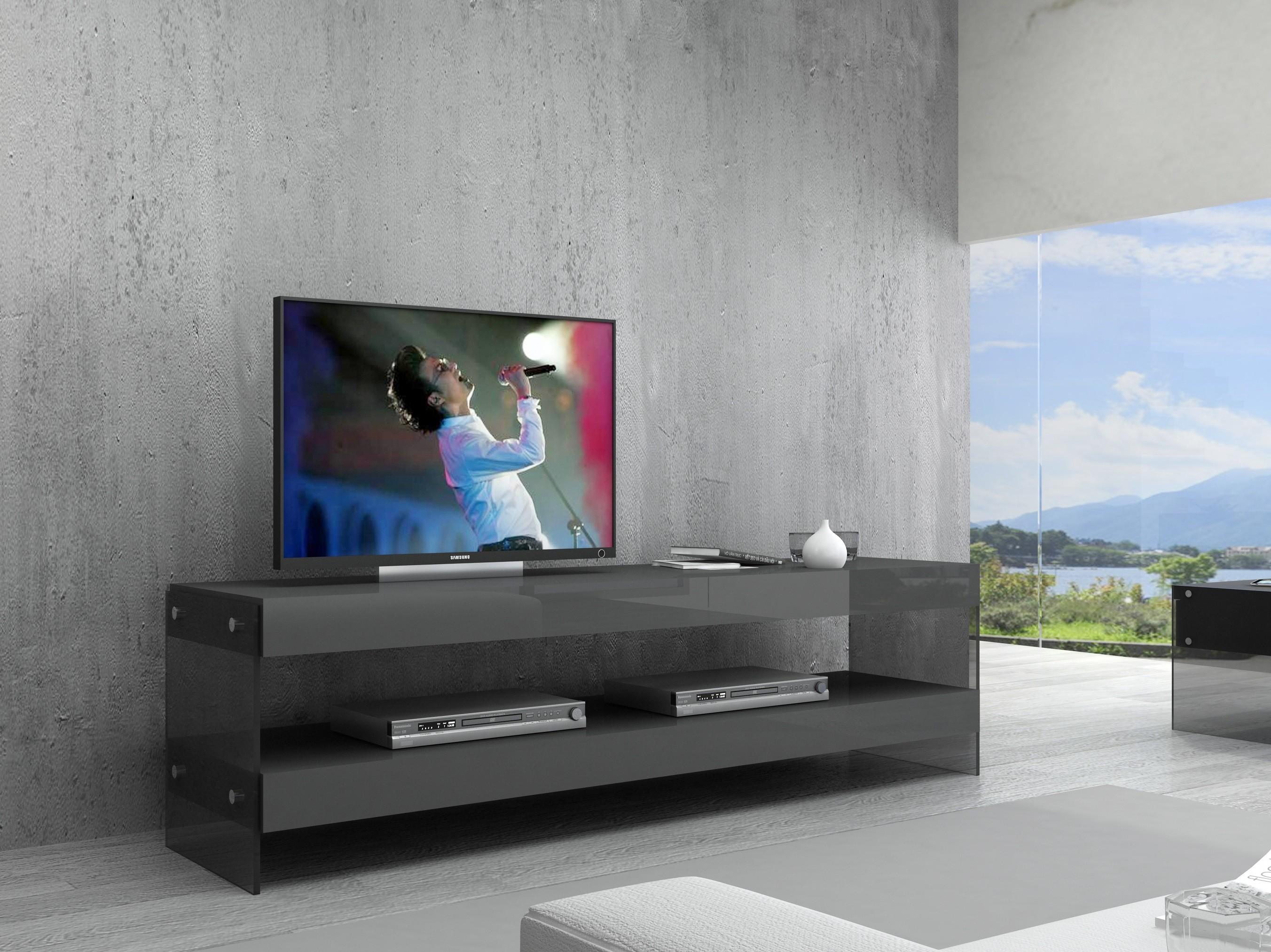 

    
Grey Finish Large TV Base in High Gloss Modern J&M Cloud
