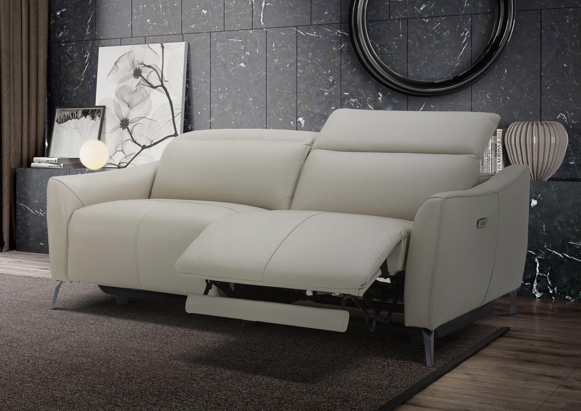 Contemporary, Modern Recliner Sofa VGKMKM.381H-DK-GRY-S VGKMKM.381H-DK-GRY-S in Light Grey Genuine Leather