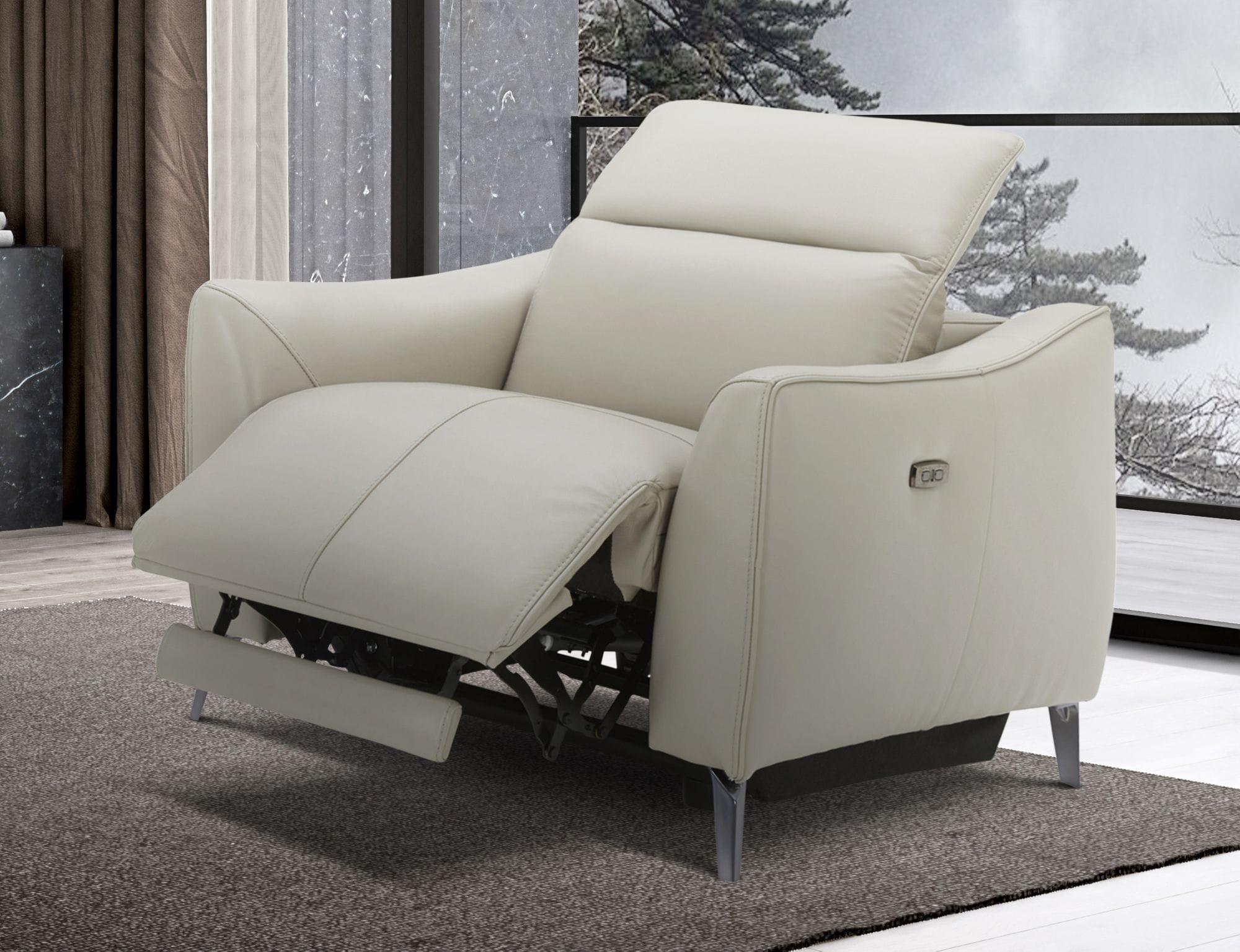 Contemporary, Modern Recliner Chair VGKMKM.381H-DK-GRY-CH VGKMKM.381H-DK-GRY-CH in Light Grey Genuine Leather