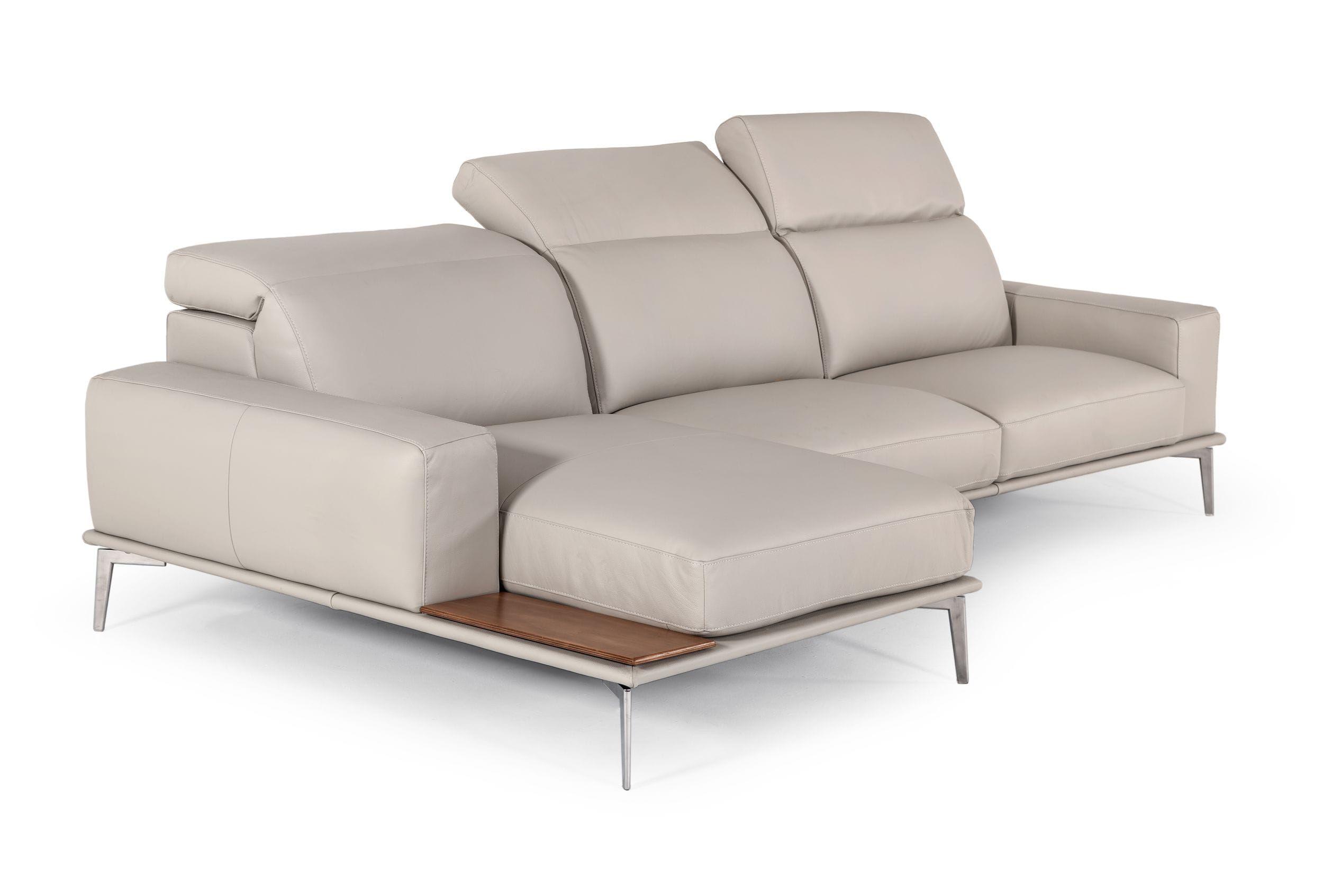 Contemporary, Modern Sectional Sofa VGNTVILLENEUVE-GRY-LAF-SECT VGNTVILLENEUVE-GRY-LAF-SECT in Gray Full Leather