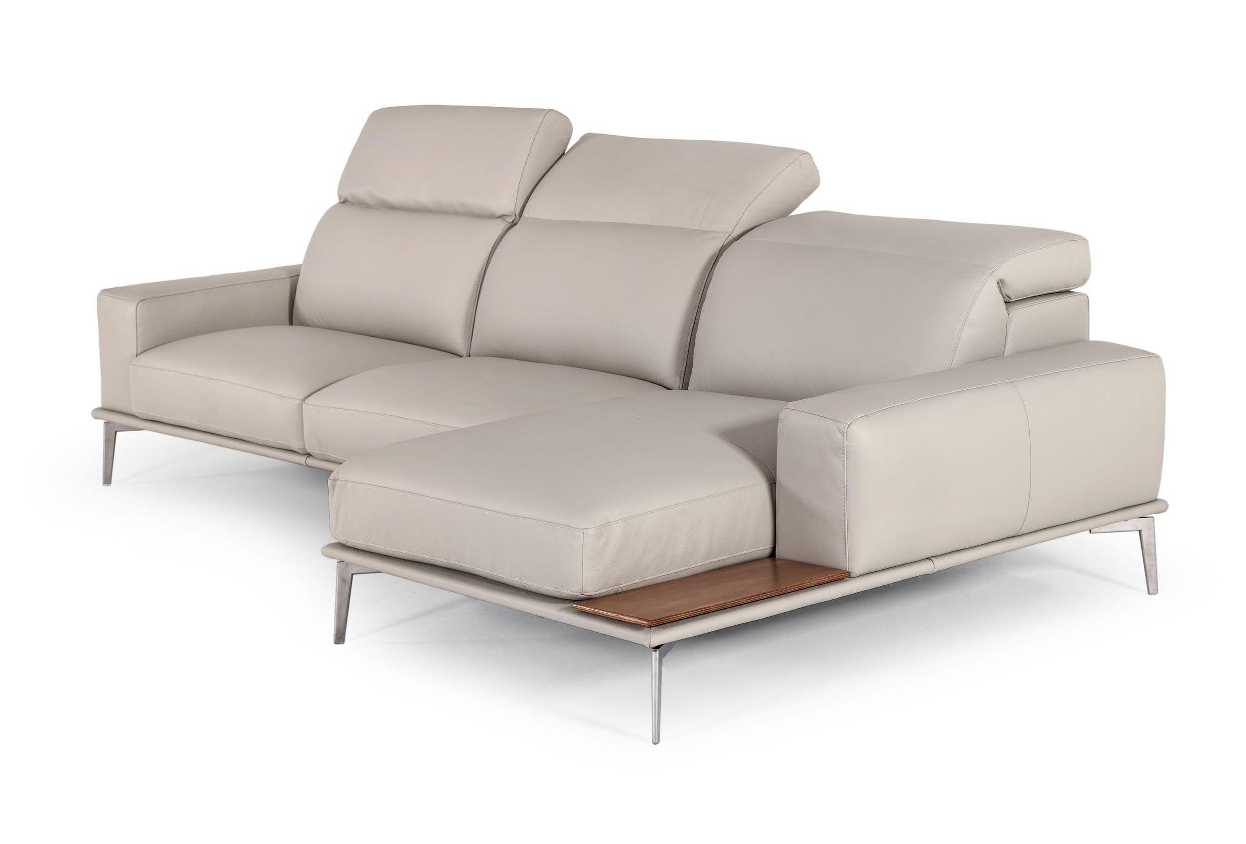 Contemporary, Modern Sectional Sofa VGNTVILLENEUVE-LTGRY VGNTVILLENEUVE-LTGRY in Gray Full Leather