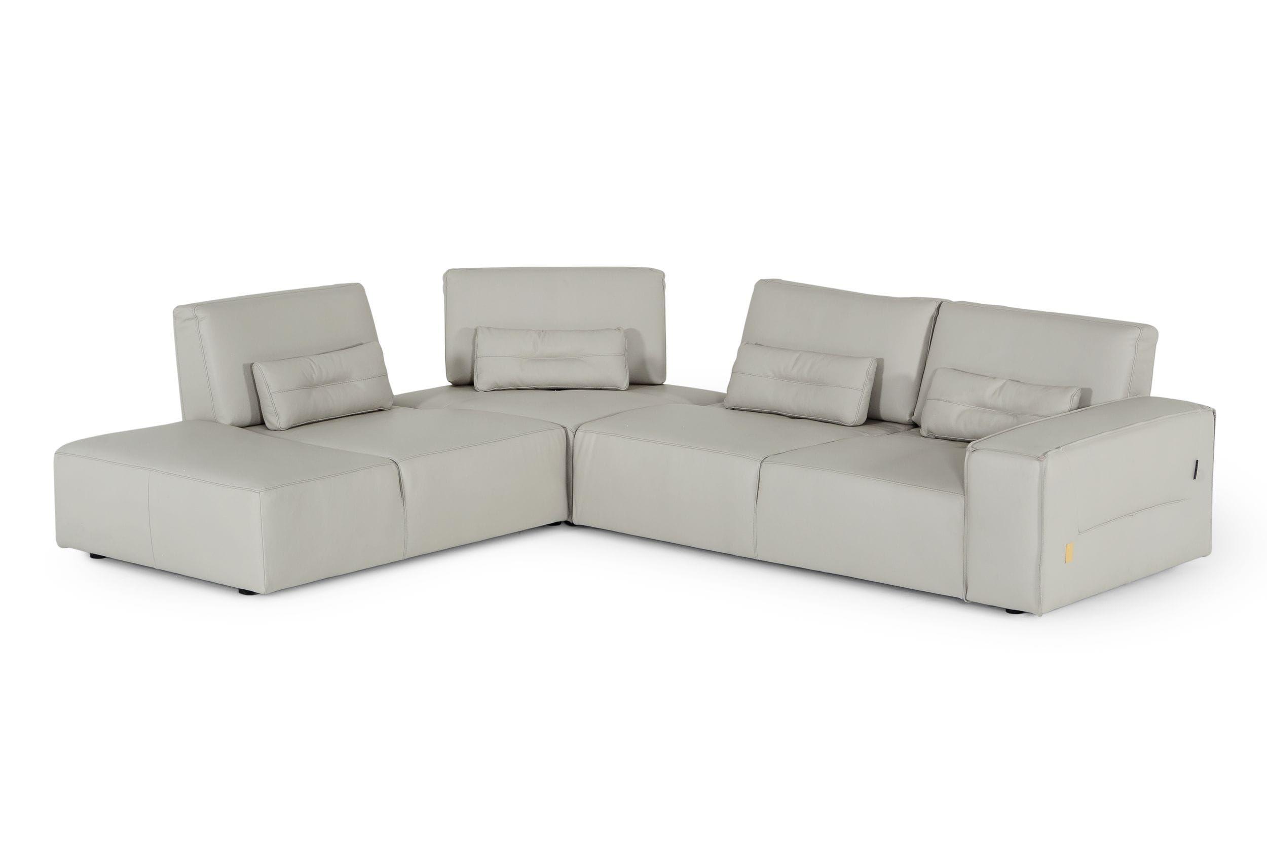 Contemporary, Modern Sectional Sofa VGDDENJOY-GRYWHT-SECT VGDDENJOY-GRYWHT-SECT in Gray Genuine Leather
