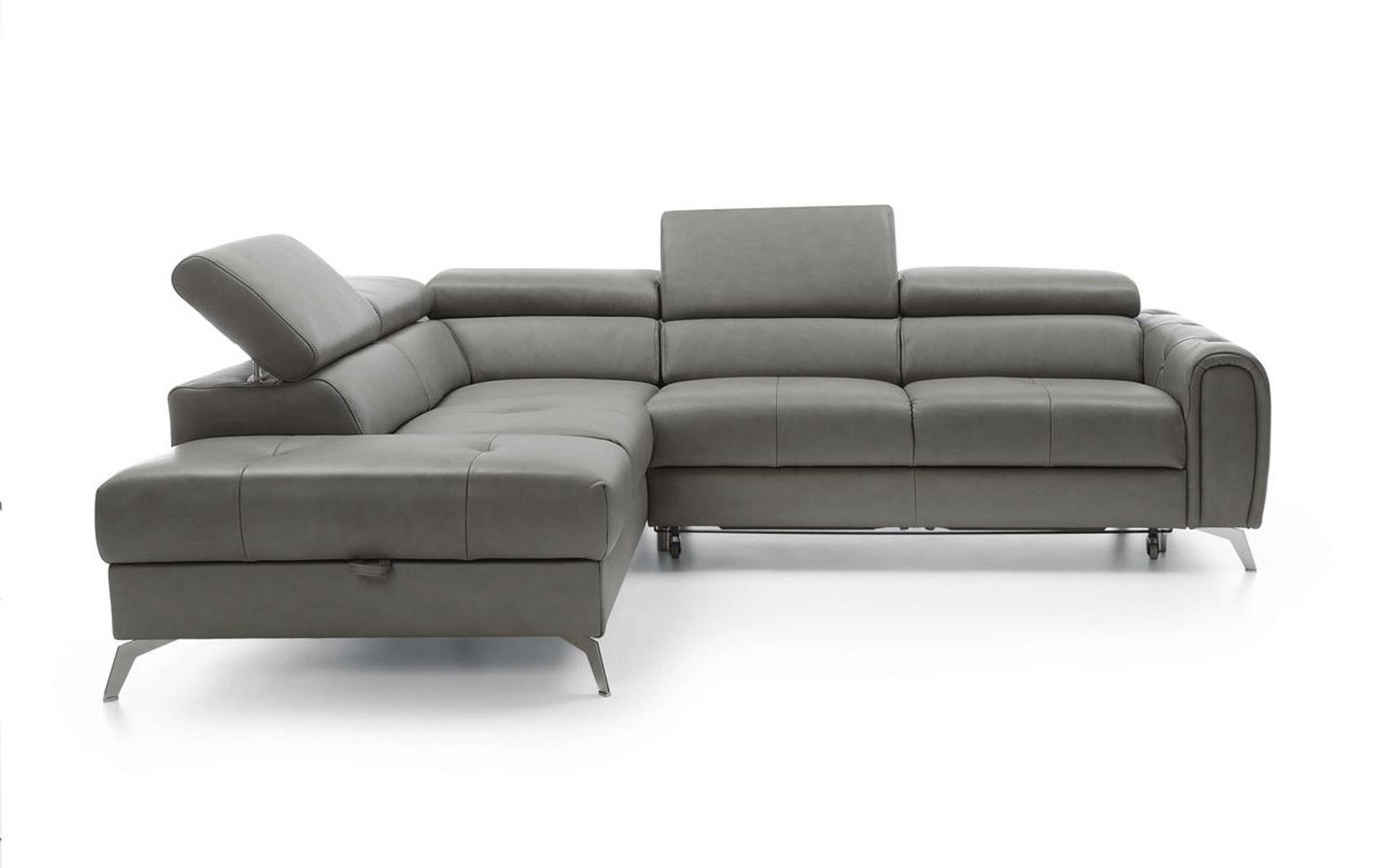 

    
CAMELIASECTIONALLEFT Grey Italian Genuine Leather Sectional Sofa Bed/Storage Modern Left ESF Camelia
