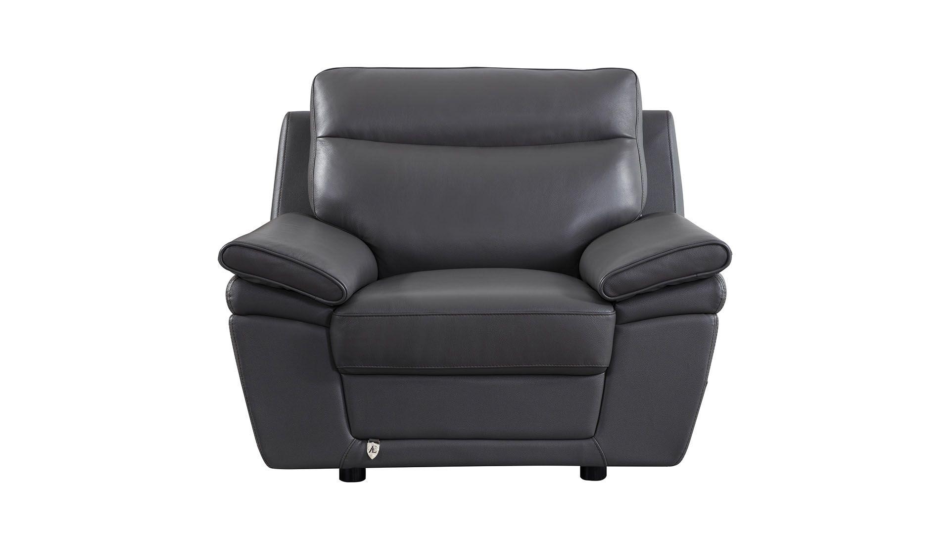 Contemporary, Modern Arm Chair EK092-GR-CHR EK092-GR-CHR in Gray Top grain leather