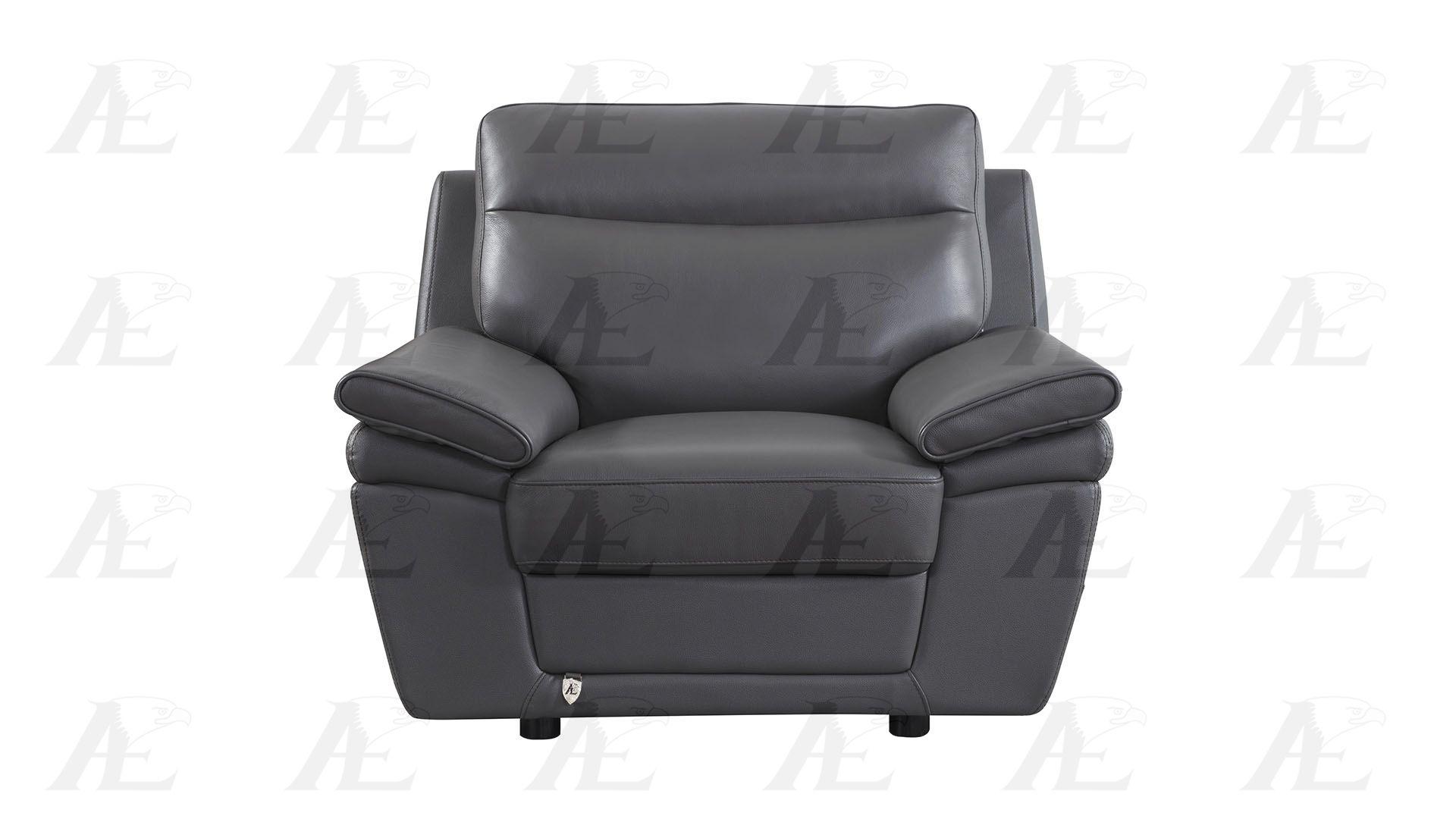 

                    
American Eagle Furniture EK092-GR-CHR Arm Chair Gray Top grain leather Purchase 
