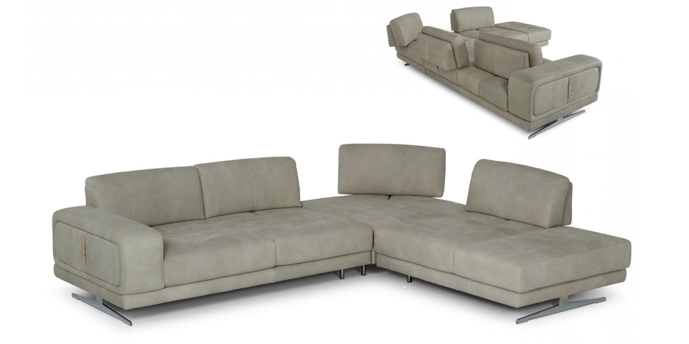 Contemporary, Modern Sectional Sofa VGCCMOOD-GRY-CLOUD-RAF-SECT 78469 VGCCMOOD-GRY-CLOUD-RAF-SECT in Gray Italian Leather