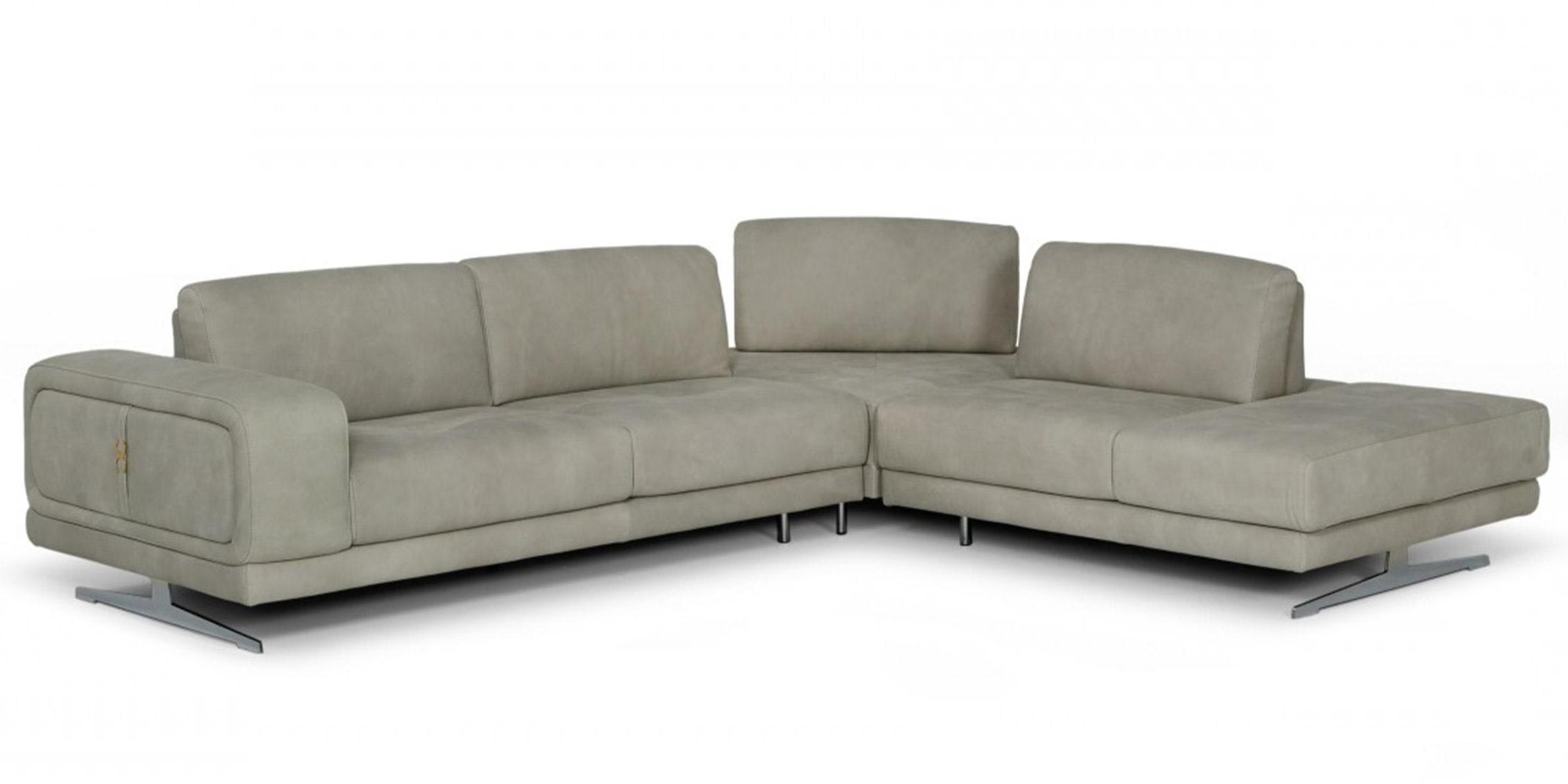 

    
GREY Nubuck Leather Sectional RIGHT Coronelli Collezioni Mood VIG Made in Italy
