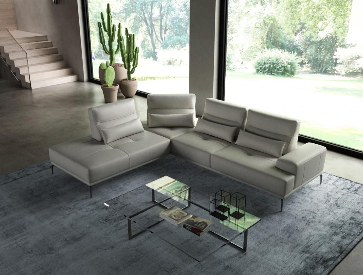 Contemporary, Modern Sectional Sofa VGCCSUNSET-LAF-GRY-SECT VGCCSUNSET-LAF-GRY-SECT in Light Grey Italian Leather