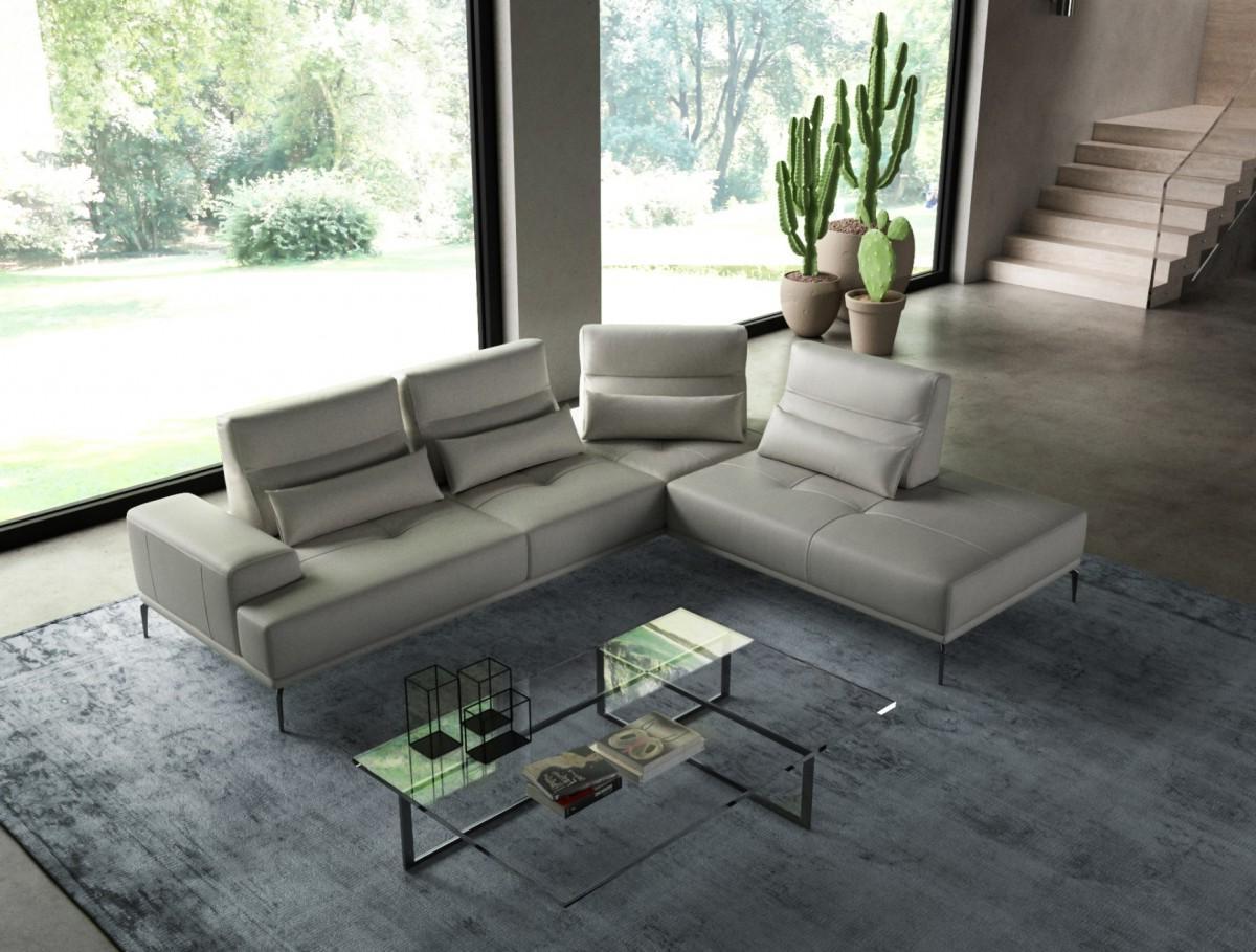 Contemporary, Modern Sectional Sofa VGCCSUNSET-RAF-GRY-SECT VGCCSUNSET-RAF-GRY-SECT in Light Grey Italian Leather