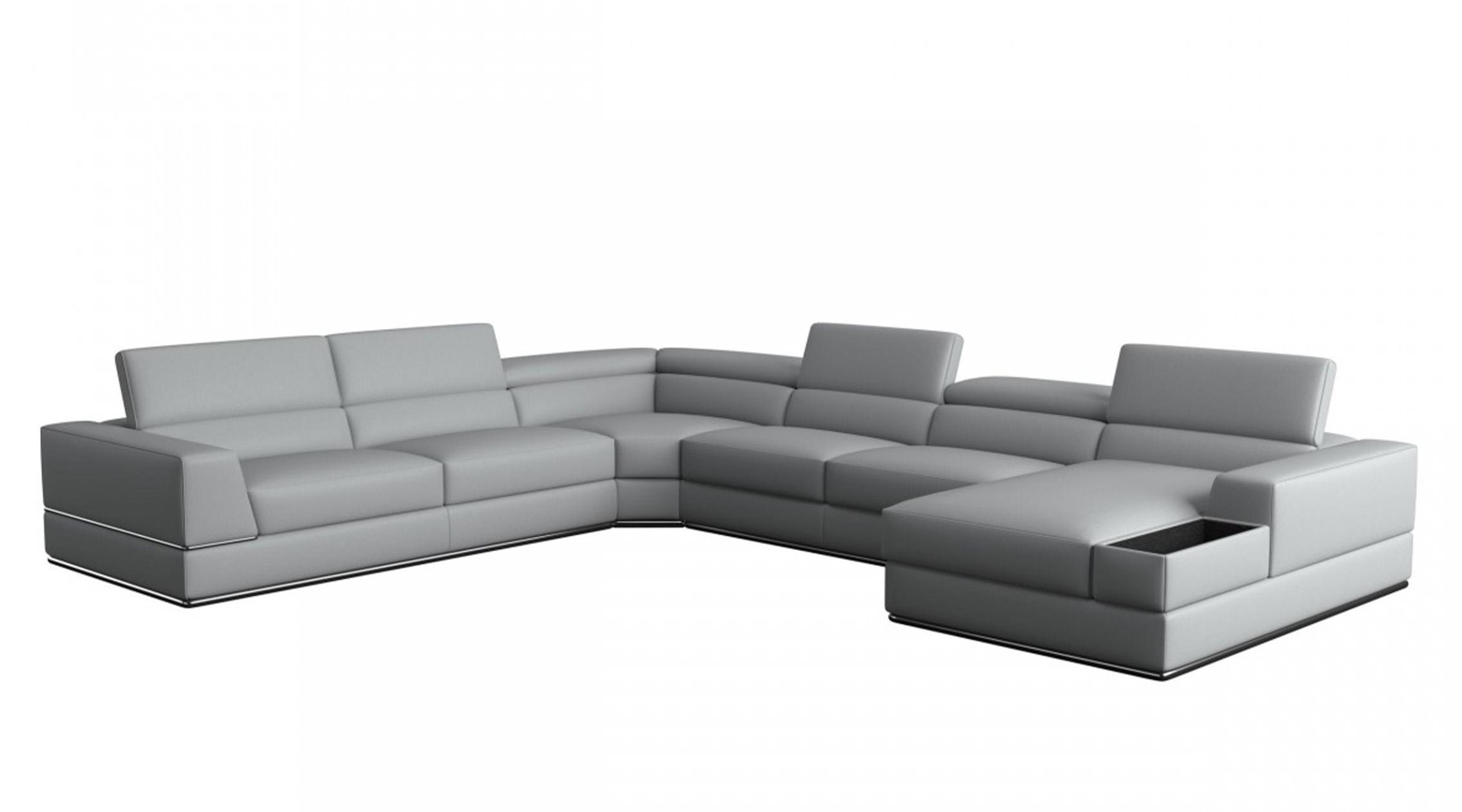 Contemporary, Modern Sectional Sofa VGCA5106O-GRY-SECT VGCA5106O-GRY-SECT in Gray Italian Leather