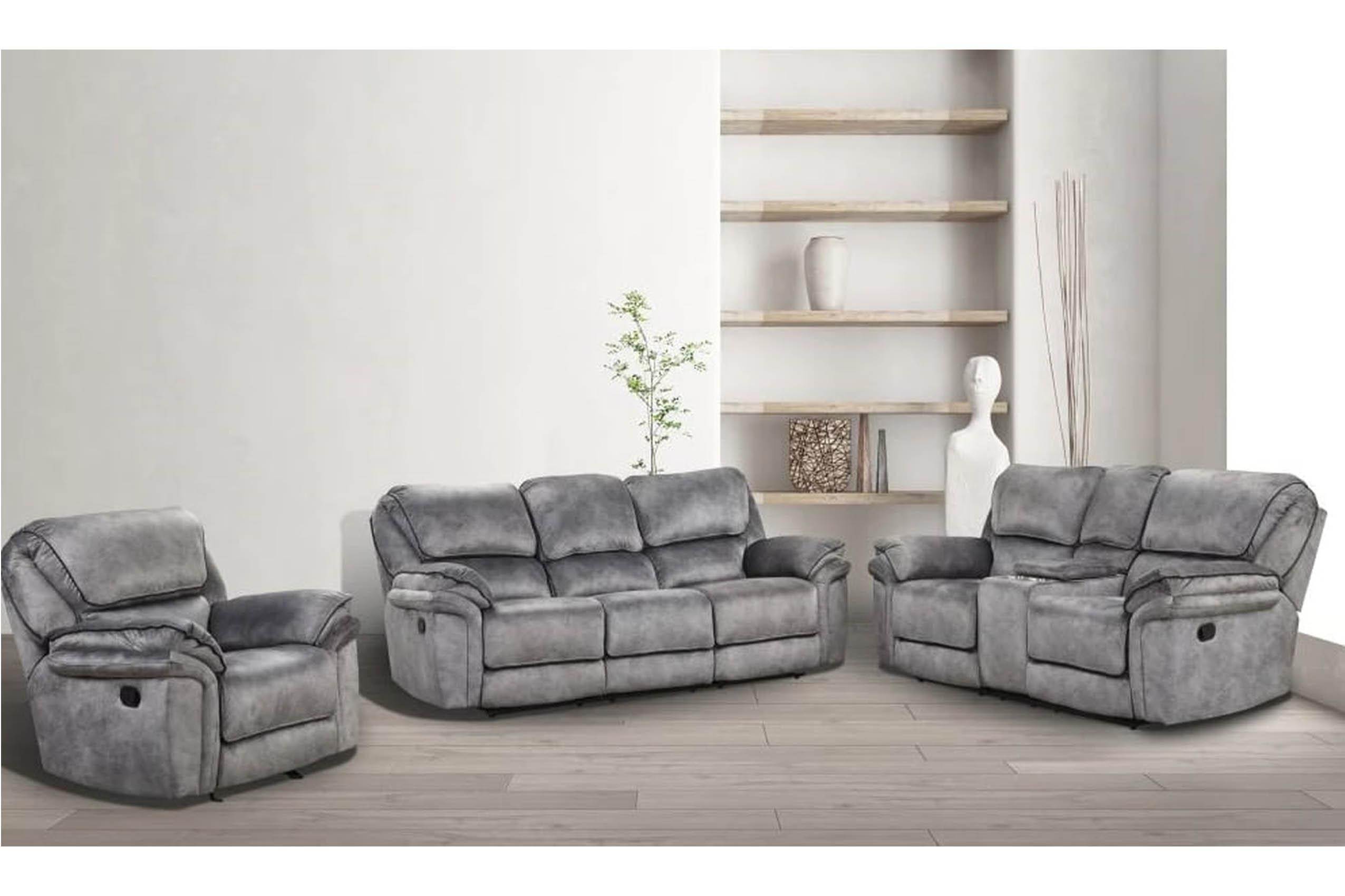 

    
Grey Leatherette Manual Recliner Sofa Set 3Pcs NX6002GY-SF THEMIS FoA Modern
