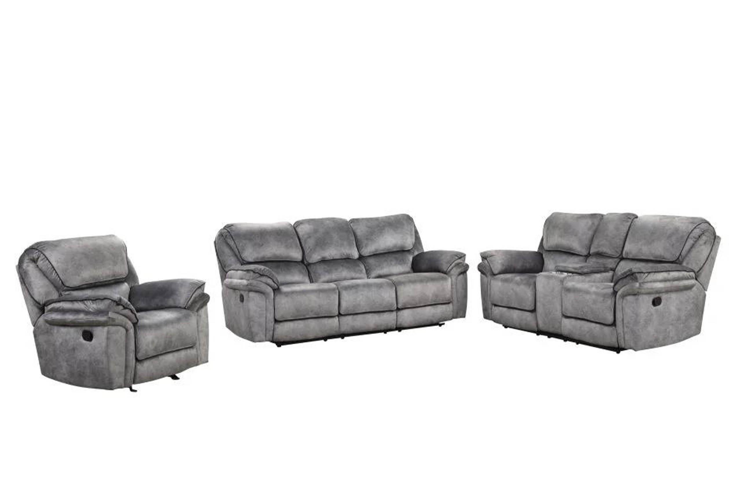 

    
Grey Leatherette Manual Recliner Sofa Set 3Pcs NX6002GY-SF THEMIS FoA Modern
