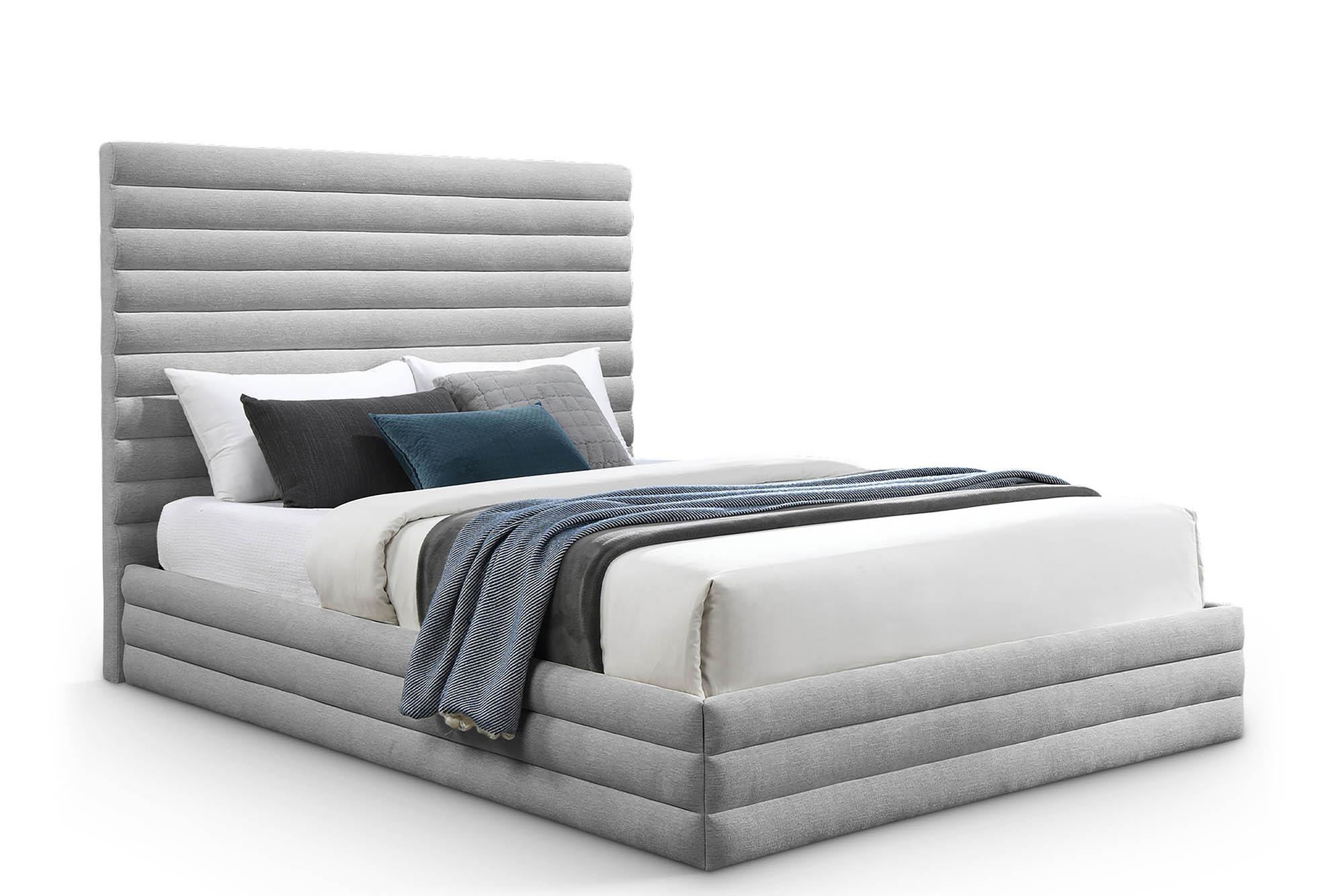 Contemporary, Modern Platform Bed MaxwellGrey-F MaxwellGrey-F in Gray Linen