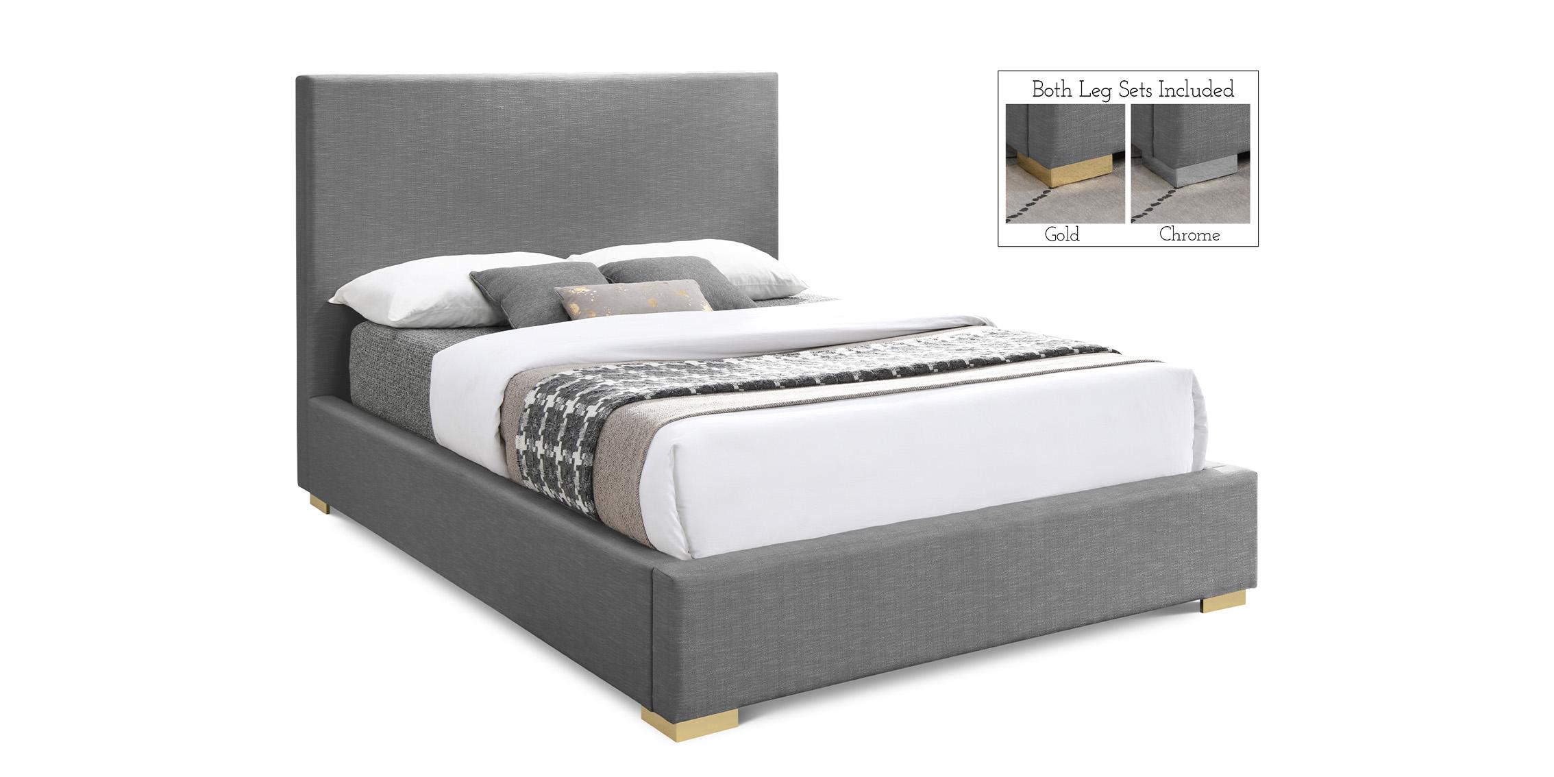 Contemporary, Modern Platform Bed CROSBY CrosbyGrey-F CrosbyGrey-F in Gray Linen