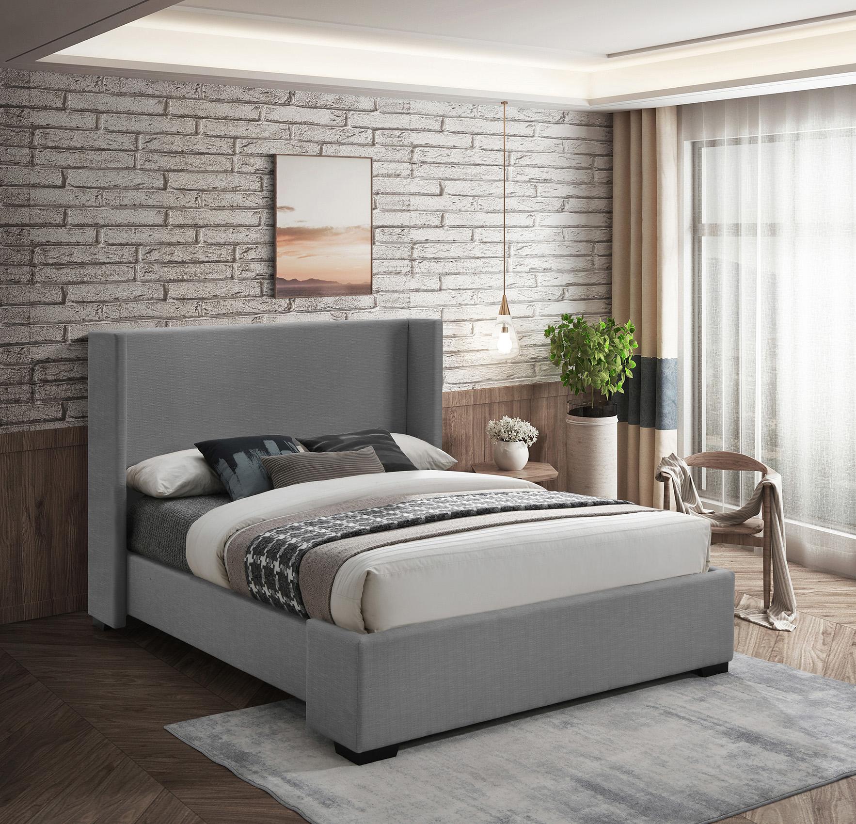 

    
Grey Linen King Platform Bed OXFORD OxfordGrey-K Meridian Contemporary Modern
